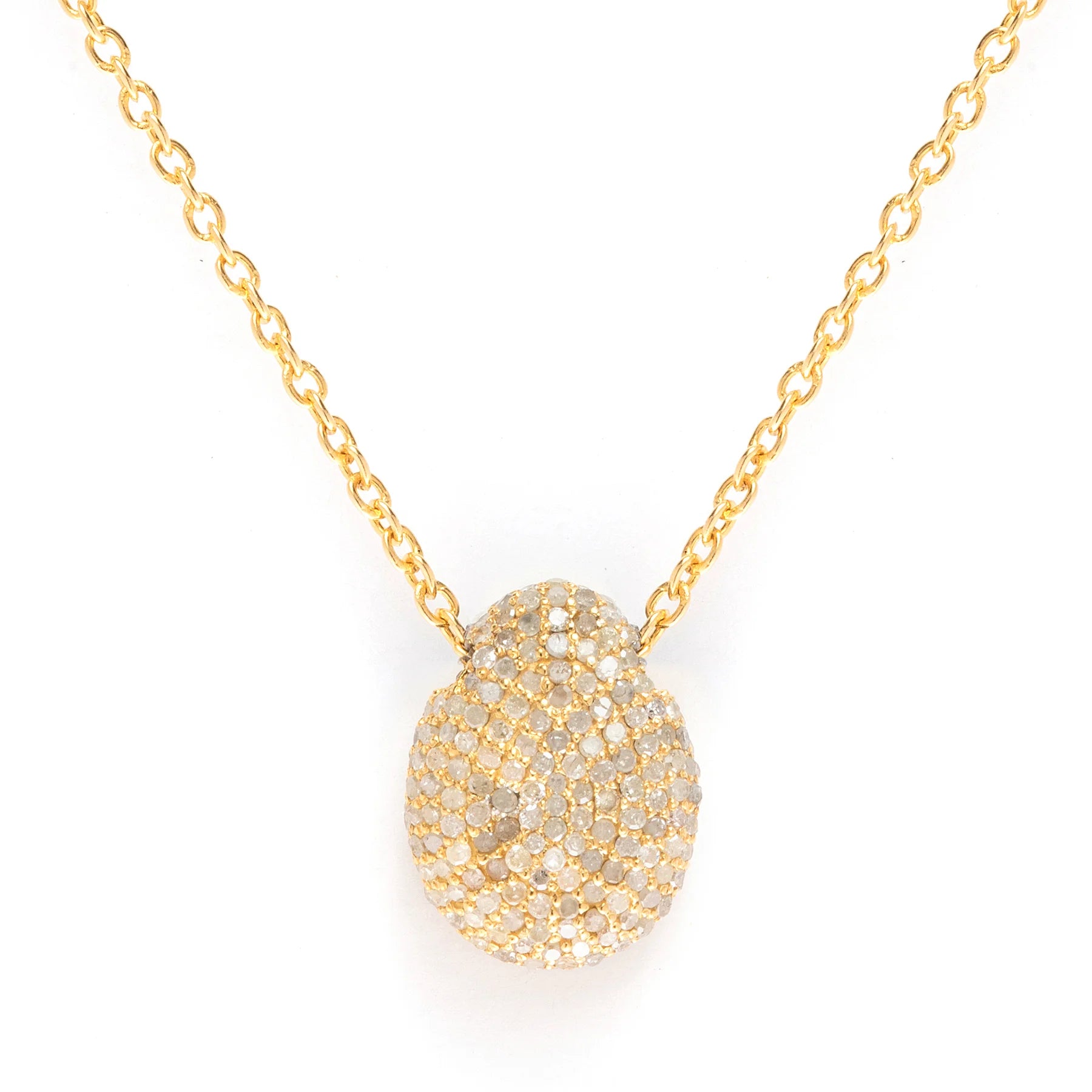 16mm diamond bean pendant with chain, elegant minimalist necklace for everyday luxury