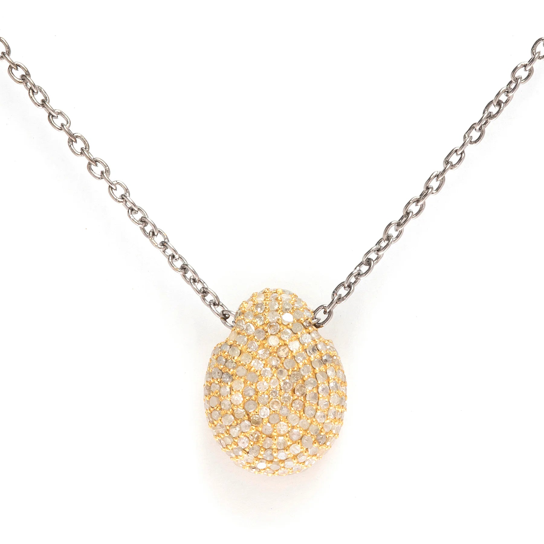 16mm diamond bean pendant with chain, elegant minimalist necklace for everyday luxury