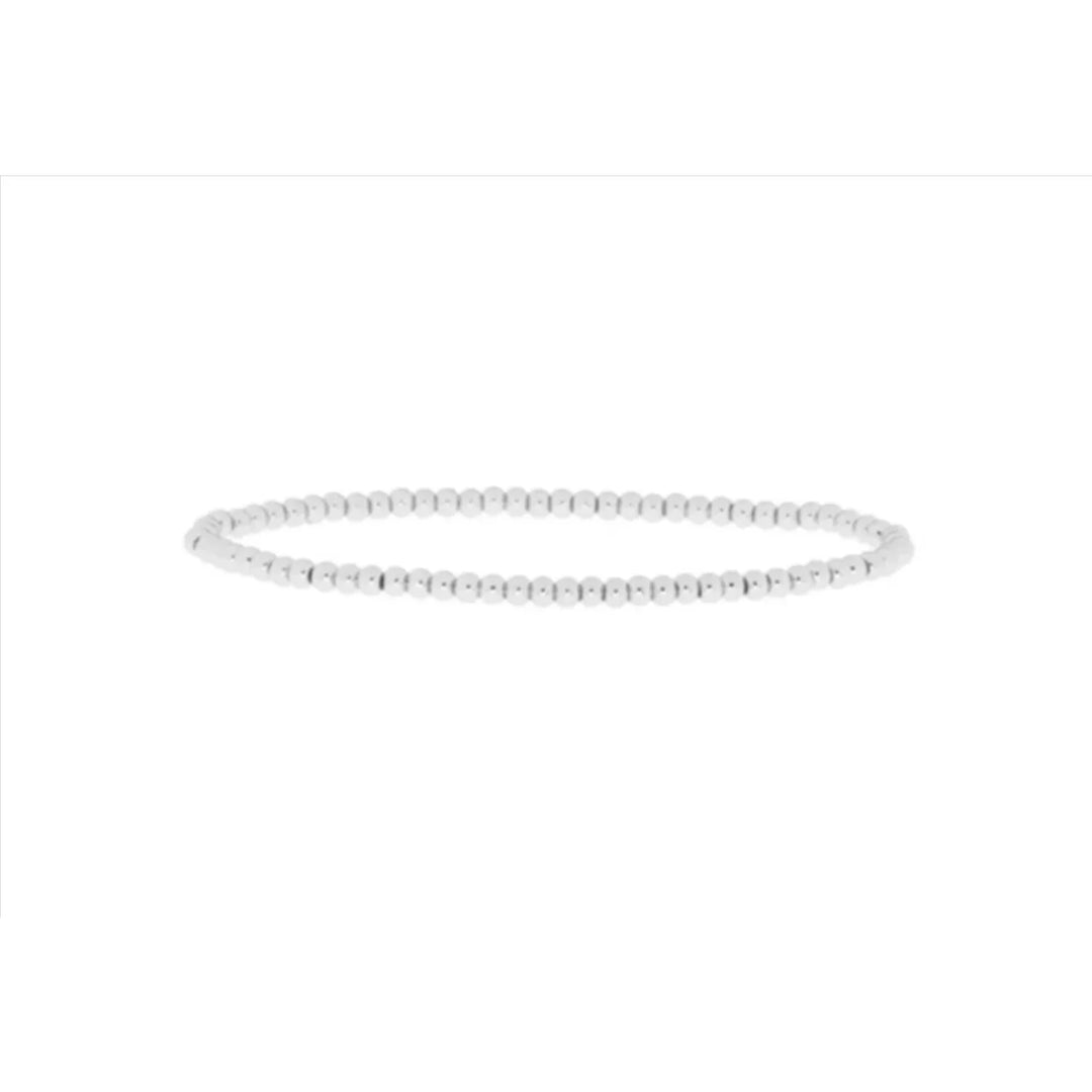 Bright silver stretch bracelet, sleek modern jewelry with minimalist elegant design