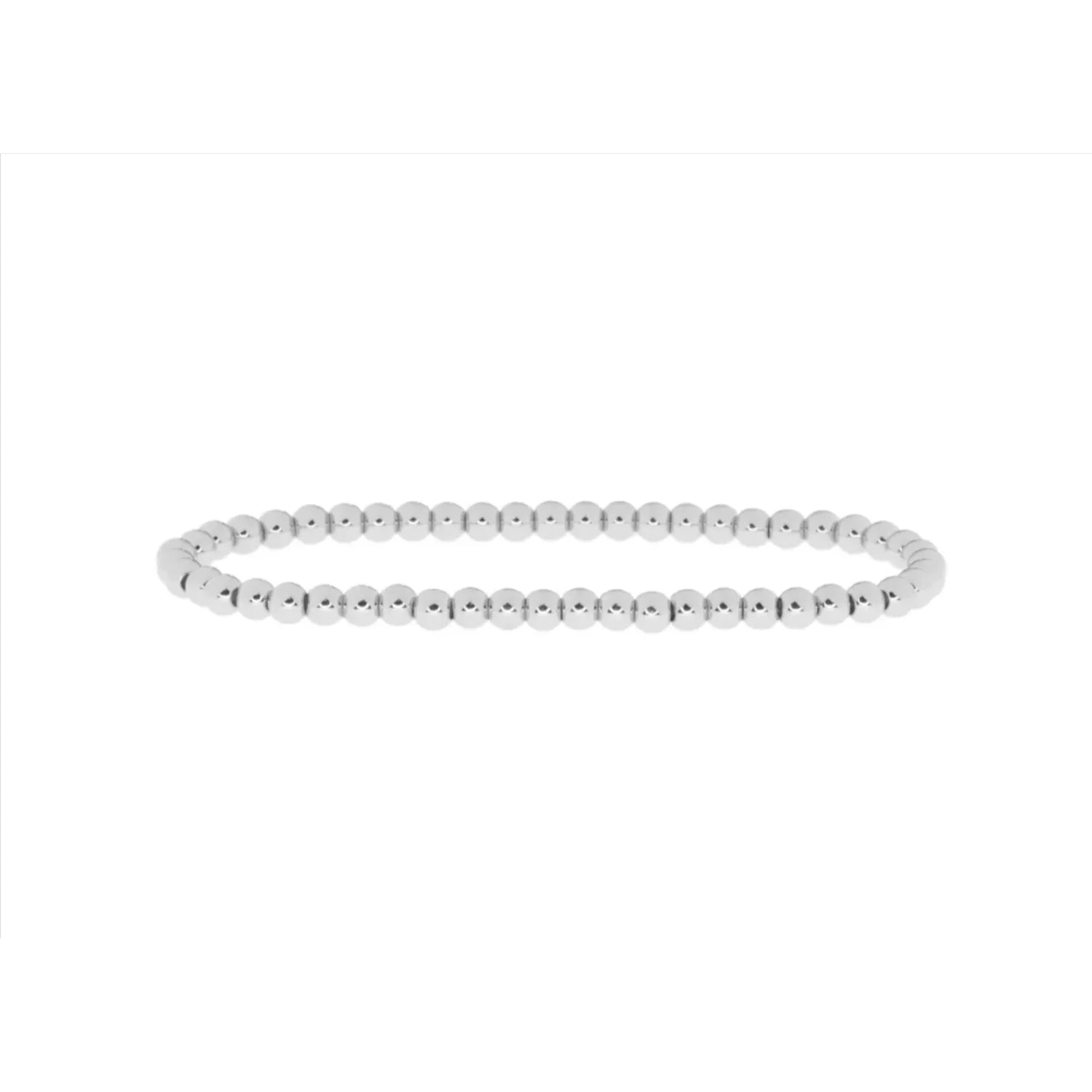 Bright silver stretch bracelet, sleek modern jewelry with minimalist elegant design