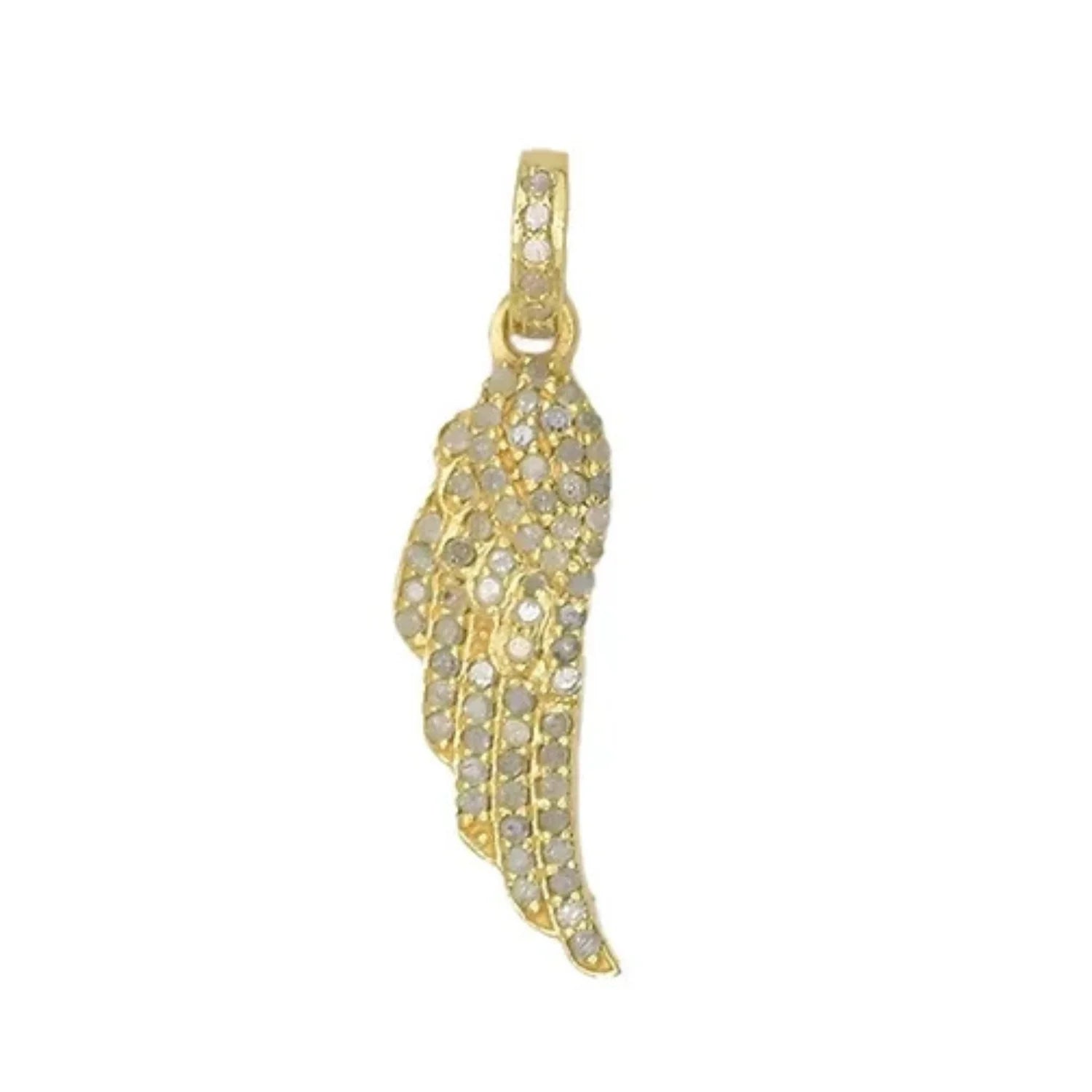 Angel wing charm with diamonds – elegant feathered pendant symbolizing guidance, love, and protection

