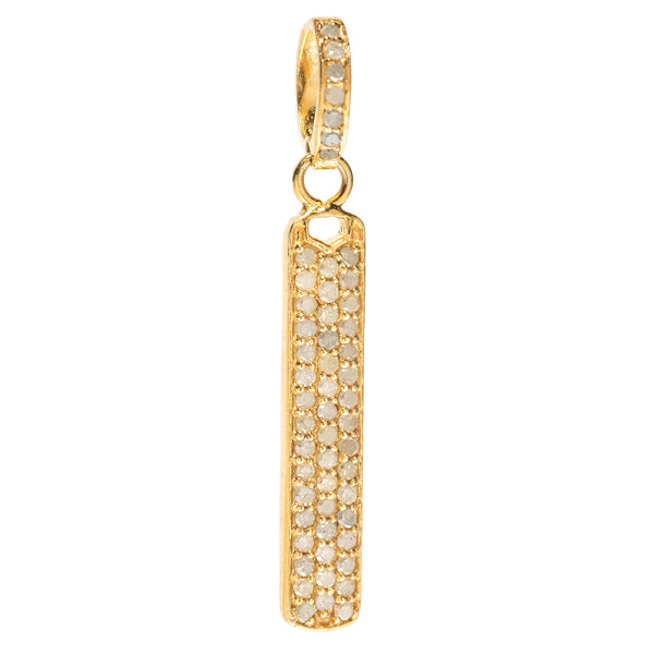 Gold and silver diamond bar charm – minimalist rectangular pendant with shimmering diamond details

