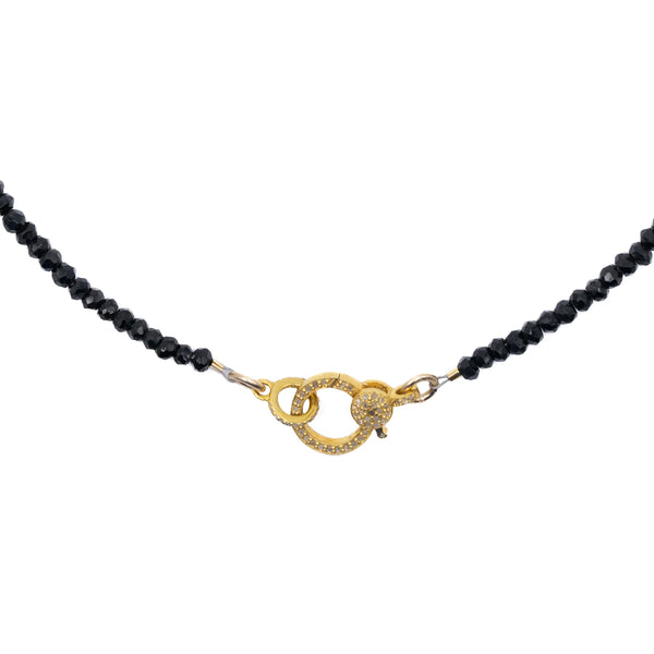 Black Onyx necklace with diamond closure, bold gemstone jewelry for modern elegance