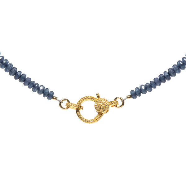 Blue sapphire necklace with diamond closure, luxury gemstone jewelry for elegant occasions