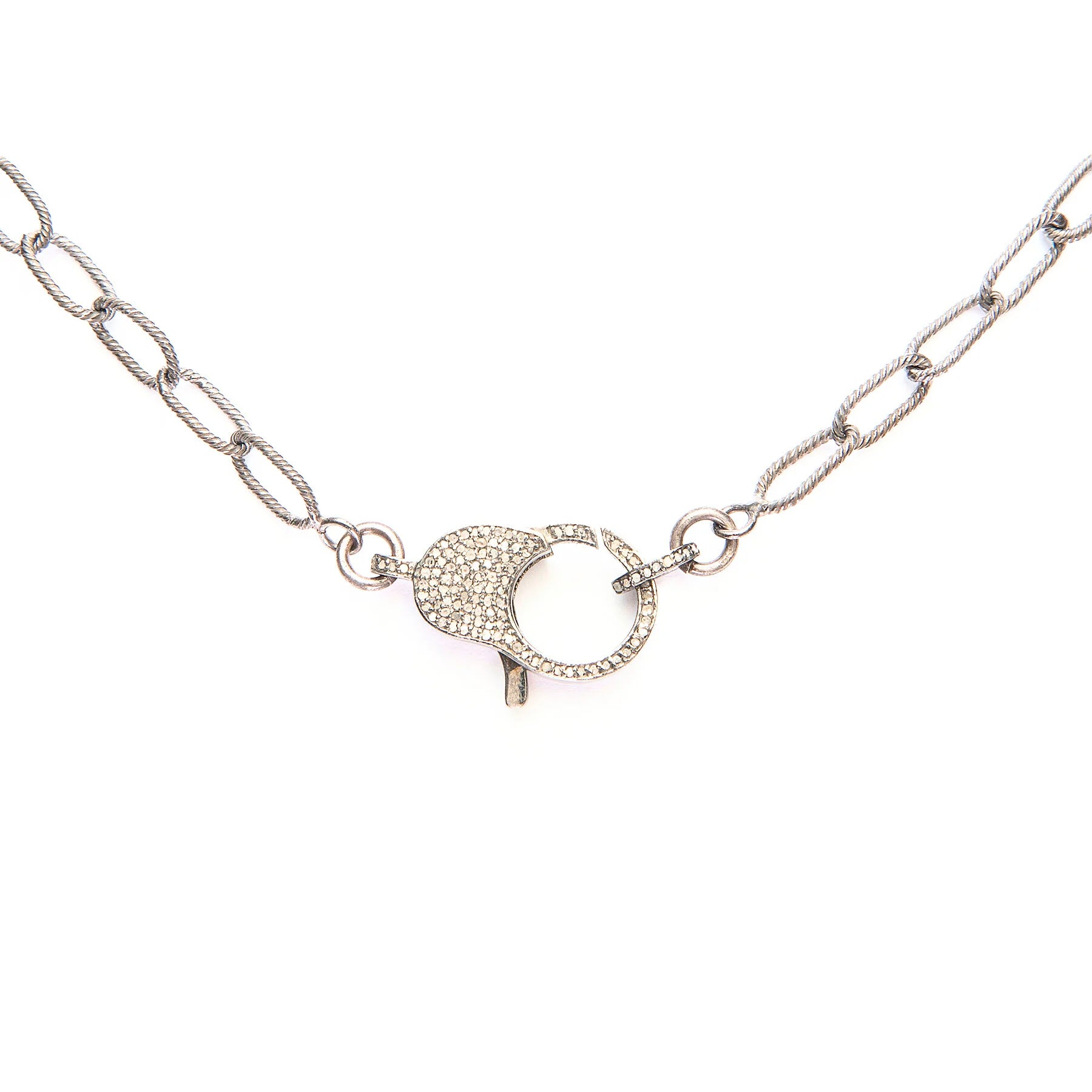 Bright silver large cable chain bracelet with diamond closure, bold modern jewelry for elegant statement style
