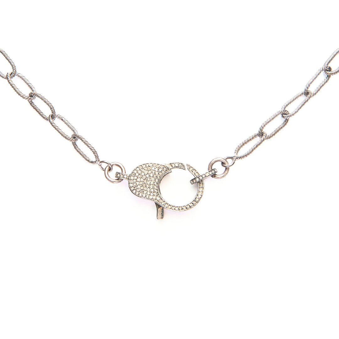 Bright silver large cable chain bracelet with diamond closure, bold modern jewelry for elegant statement style