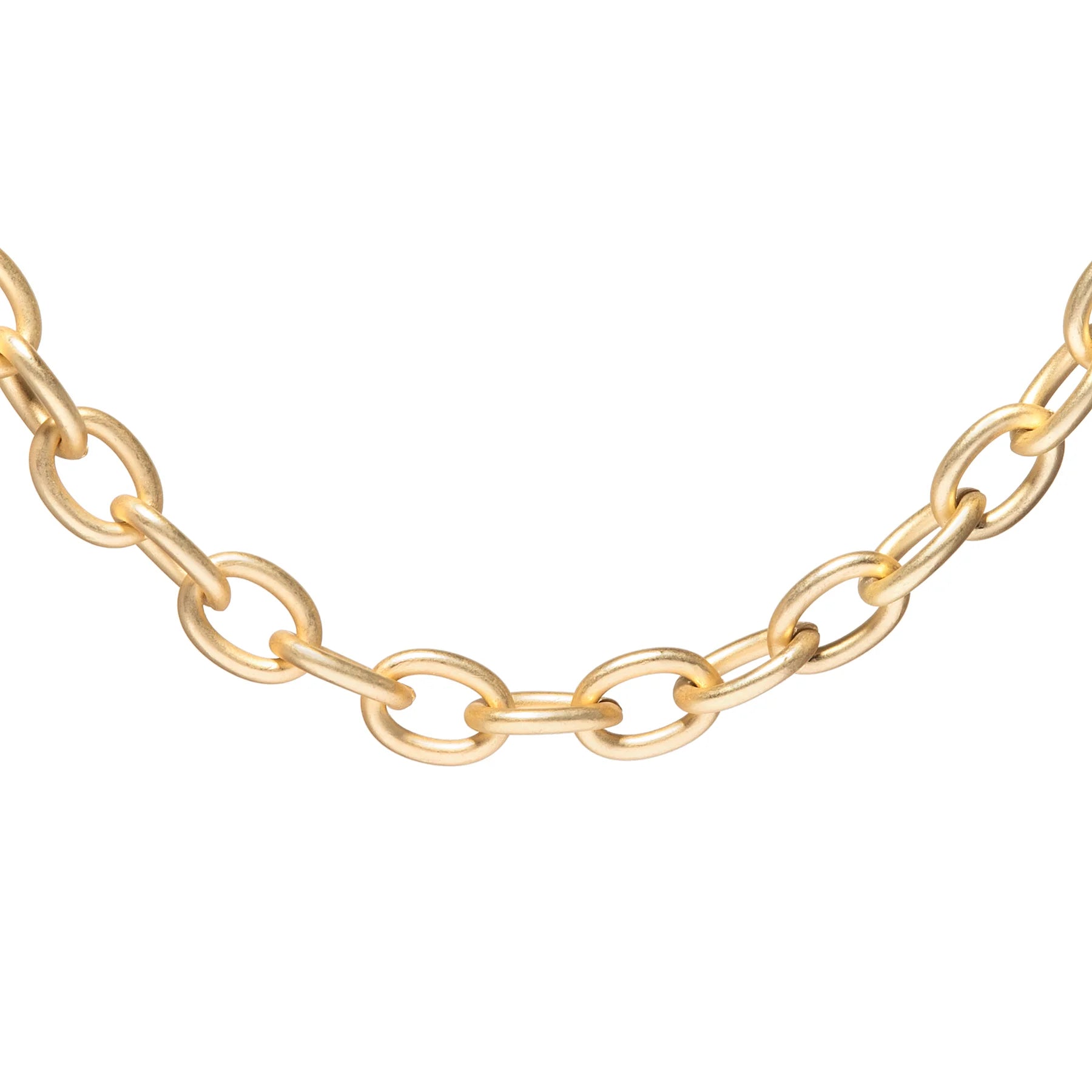 Chunky matte gold cable chain necklace with bold modern design