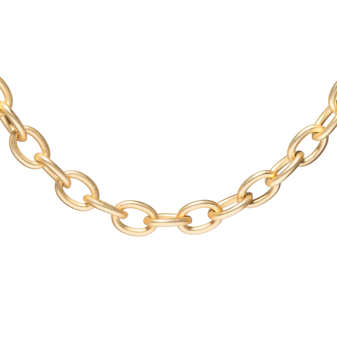 Chunky matte gold cable chain necklace with bold modern design