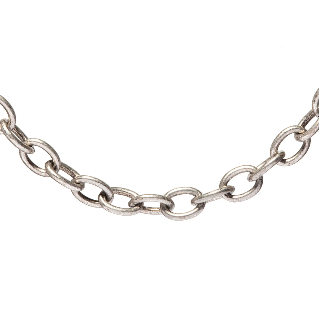 Chunky matte silver cable chain necklace with bold contemporary design