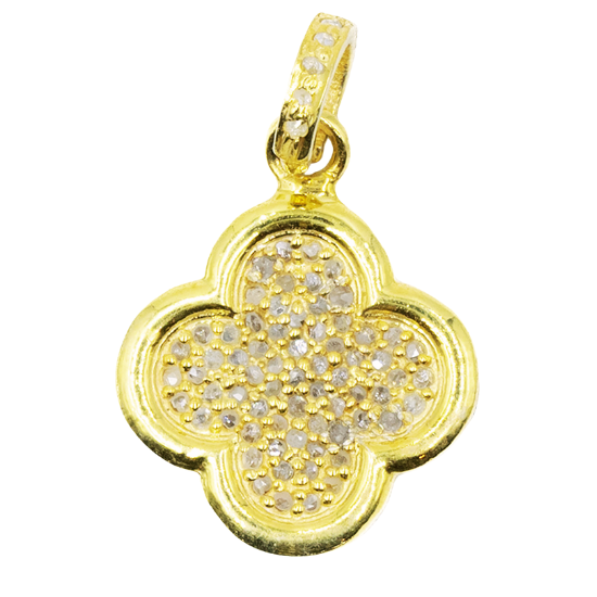 Clover all diamond charm with sparkling stones, elegant luxury jewelry accessory with delicate timeless design