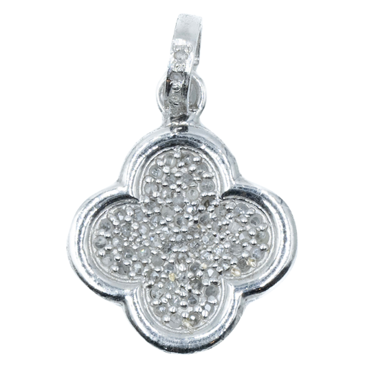 Clover all diamond charm with sparkling stones, elegant luxury jewelry accessory with delicate timeless design