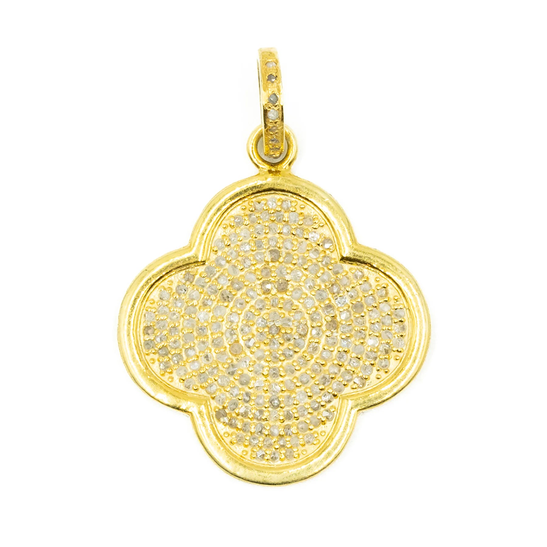 XL gold clover pendant with diamonds, elegant floral-inspired luxury jewelry design