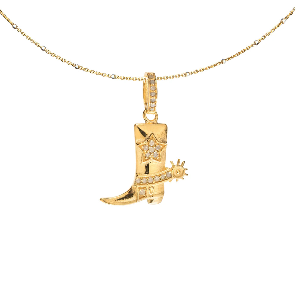 Cowboy boot charm with detailed design, stylish western-inspired jewelry accessory for everyday wear