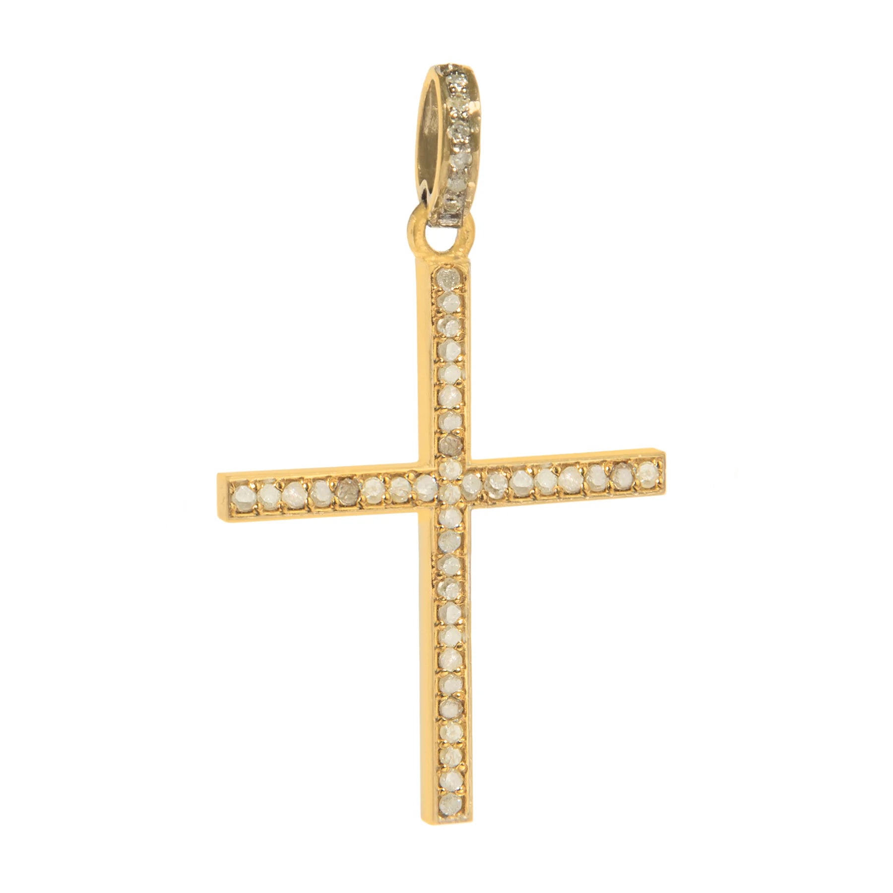 Large cross charm crafted in 18kt gold-plated sterling silver with classic, bold design