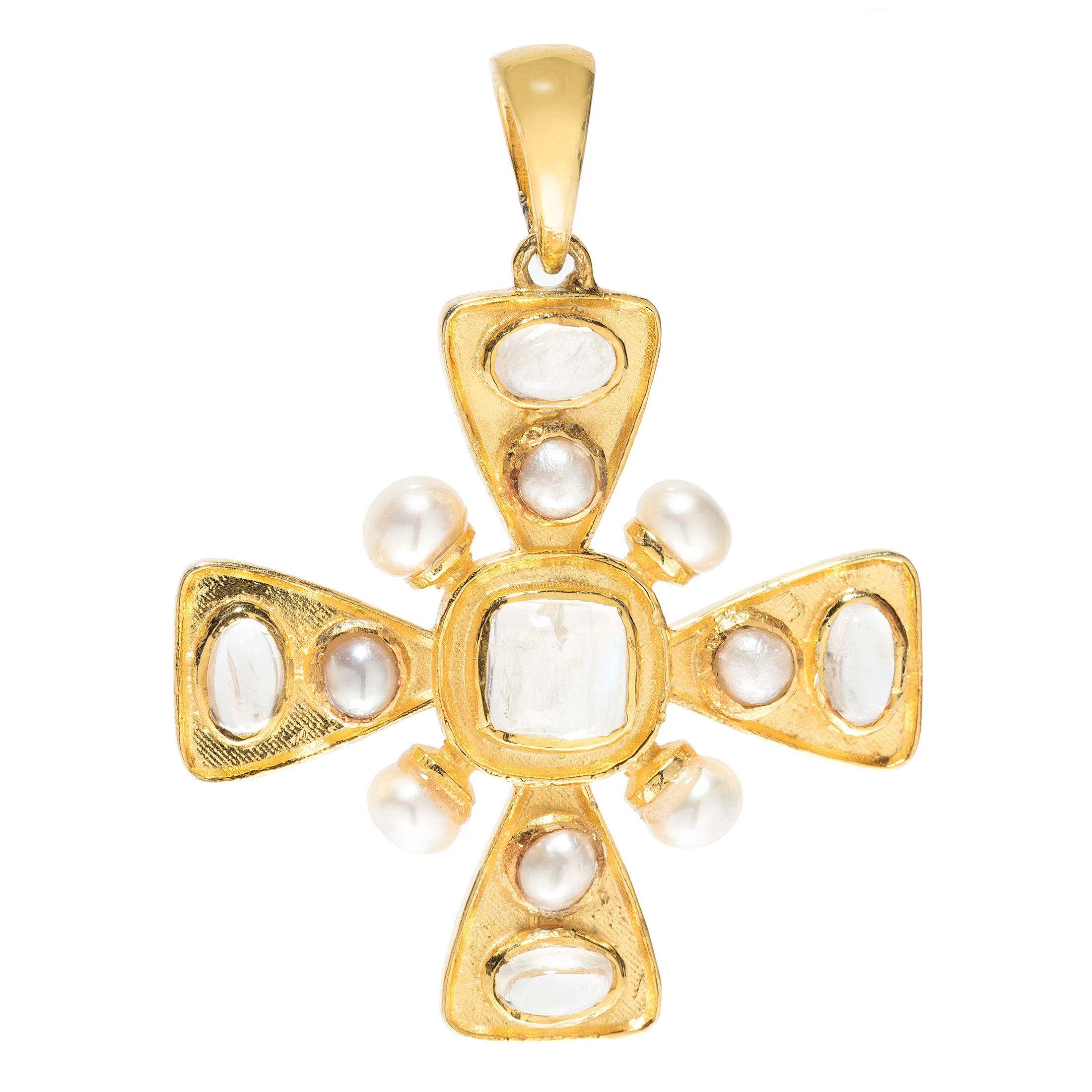 Maltese cross charm crafted in 18kt gold-plated sterling silver with bold, timeless design