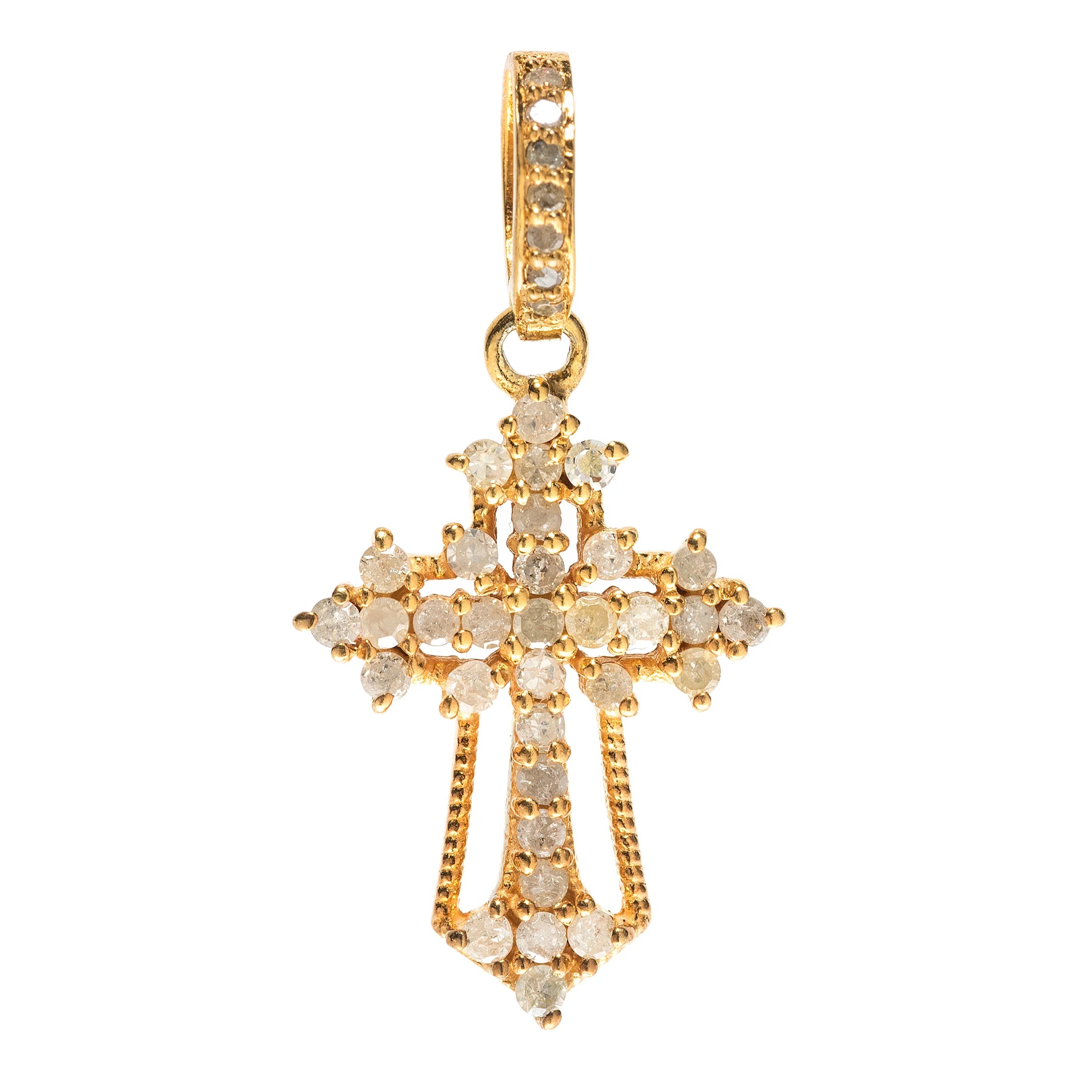 Ornate cross charm – intricately designed pendant symbolizing faith with vintage-inspired elegance

