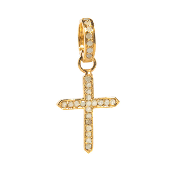 Gold Cross charm with diamonds – refined pendant symbolizing faith and adorned with shimmering diamond details

