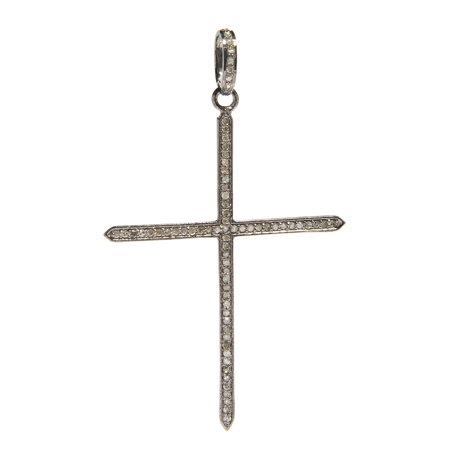 Extra-large thin pointed cross charm in 18kt gold-plated sterling silver with sleek, elegant design