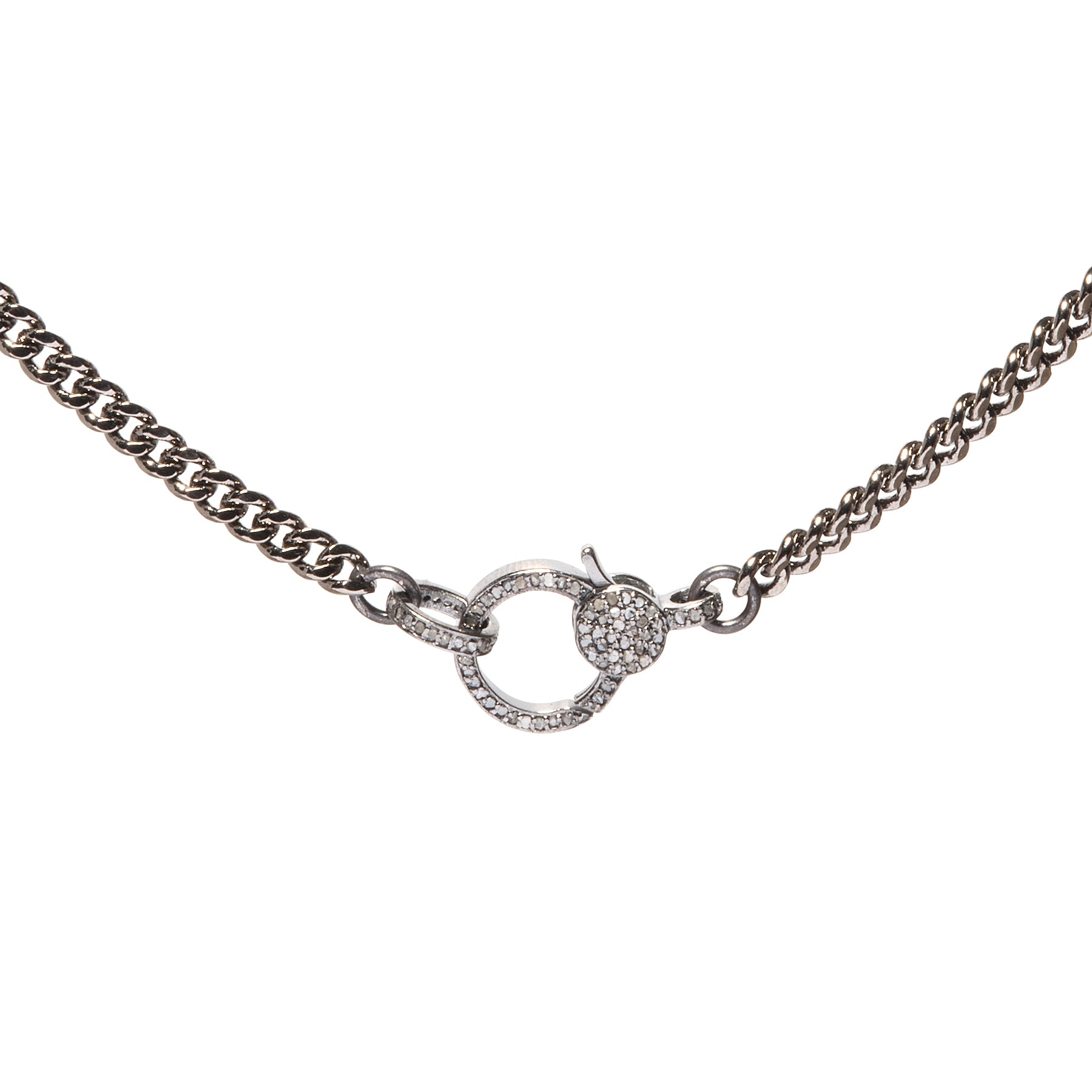 Cuban Oxidized Silver - Oxidized Silver Diamond Closure