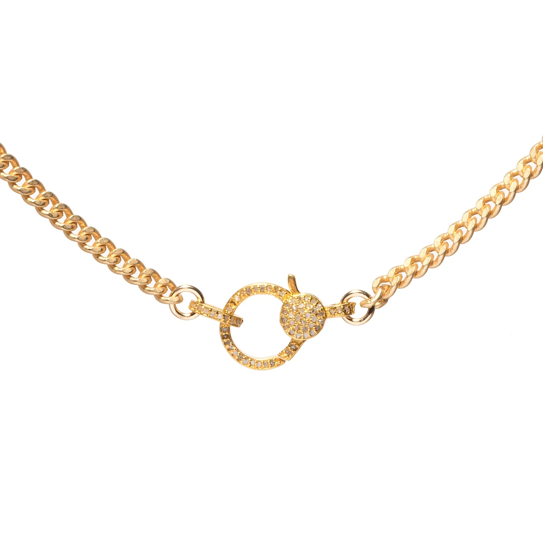 Matte gold Cuban chain necklace with diamond closure and elegant statement design