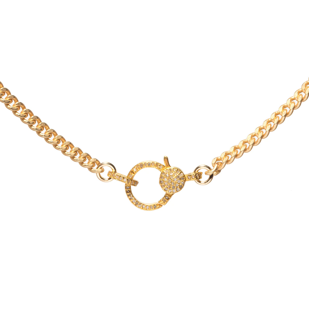 Matte gold Cuban chain necklace with diamond closure and elegant statement design