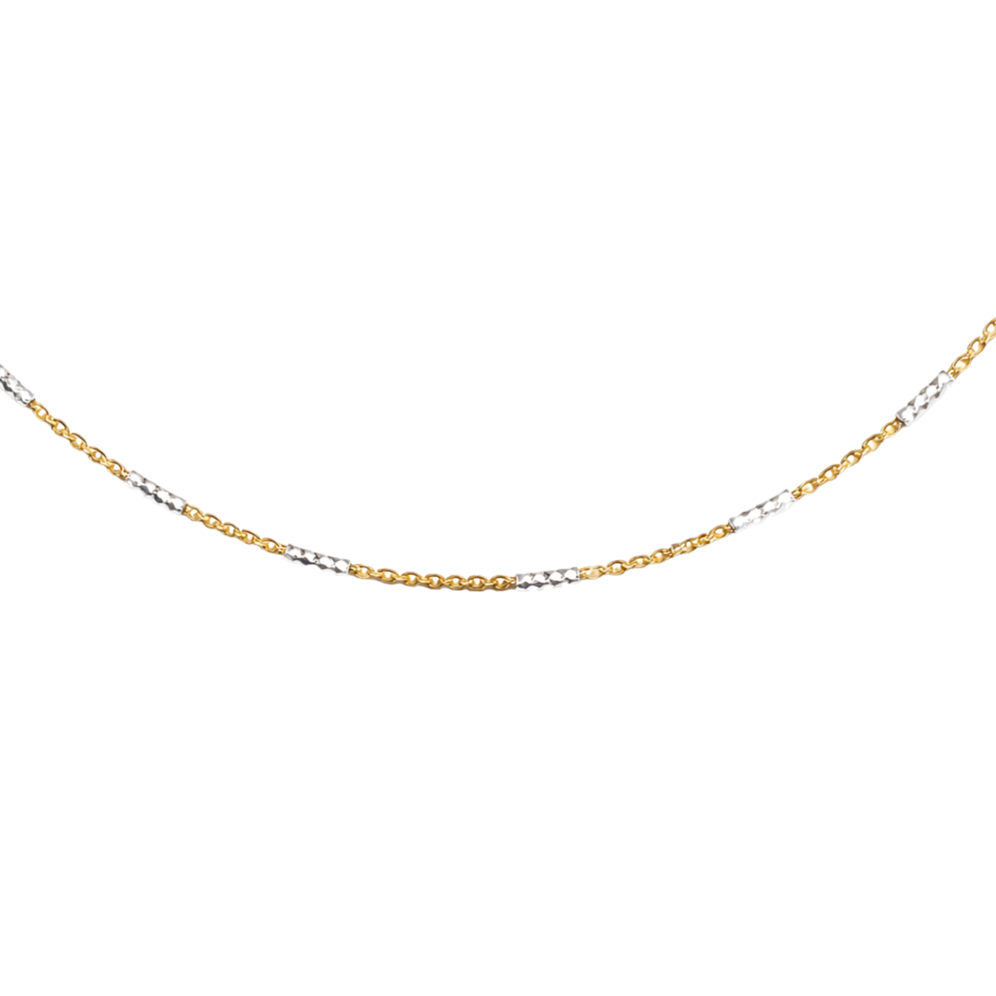 Delicate mixed metal bar necklace with elegant minimalist design, versatile stylish accessory for everyday wear