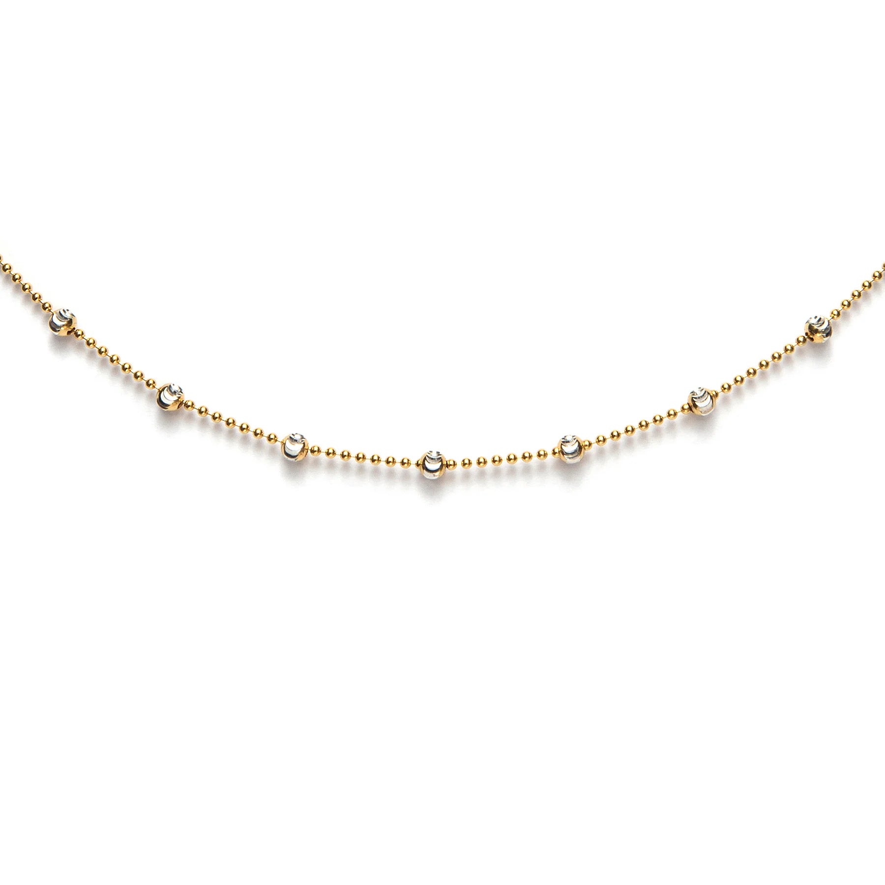 Delicate satellite diamond cut gold necklace with elegant minimalist design, perfect luxury jewelry accessory