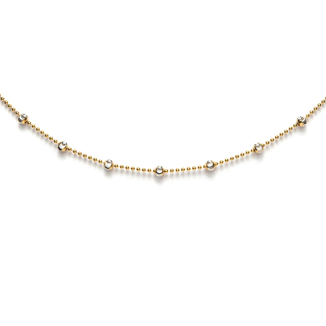 Delicate satellite diamond cut gold necklace with elegant minimalist design, perfect luxury jewelry accessory