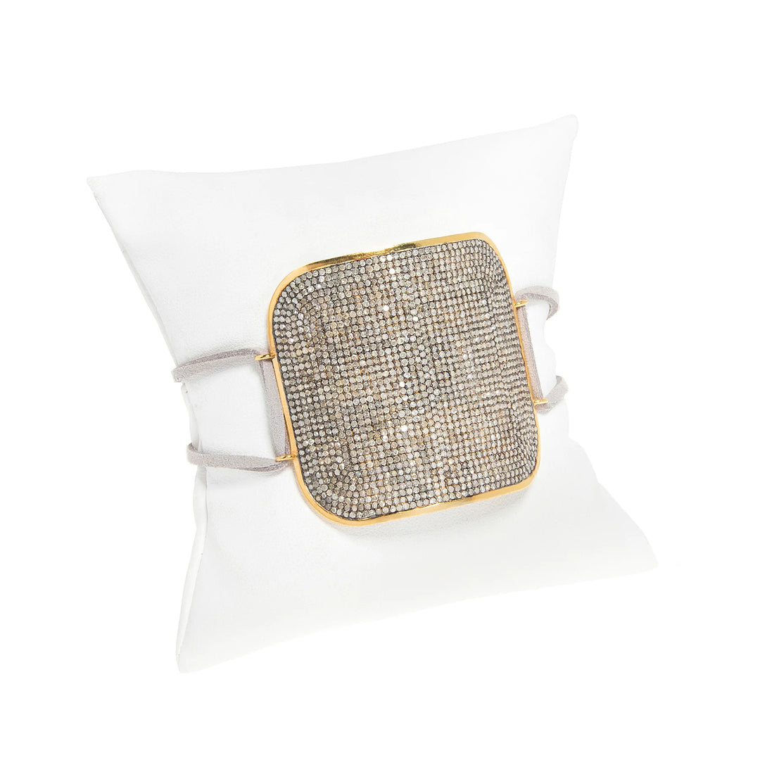 XL diamond cuff bracelet in mixed metal, bold luxury jewelry with sparkling diamond accents