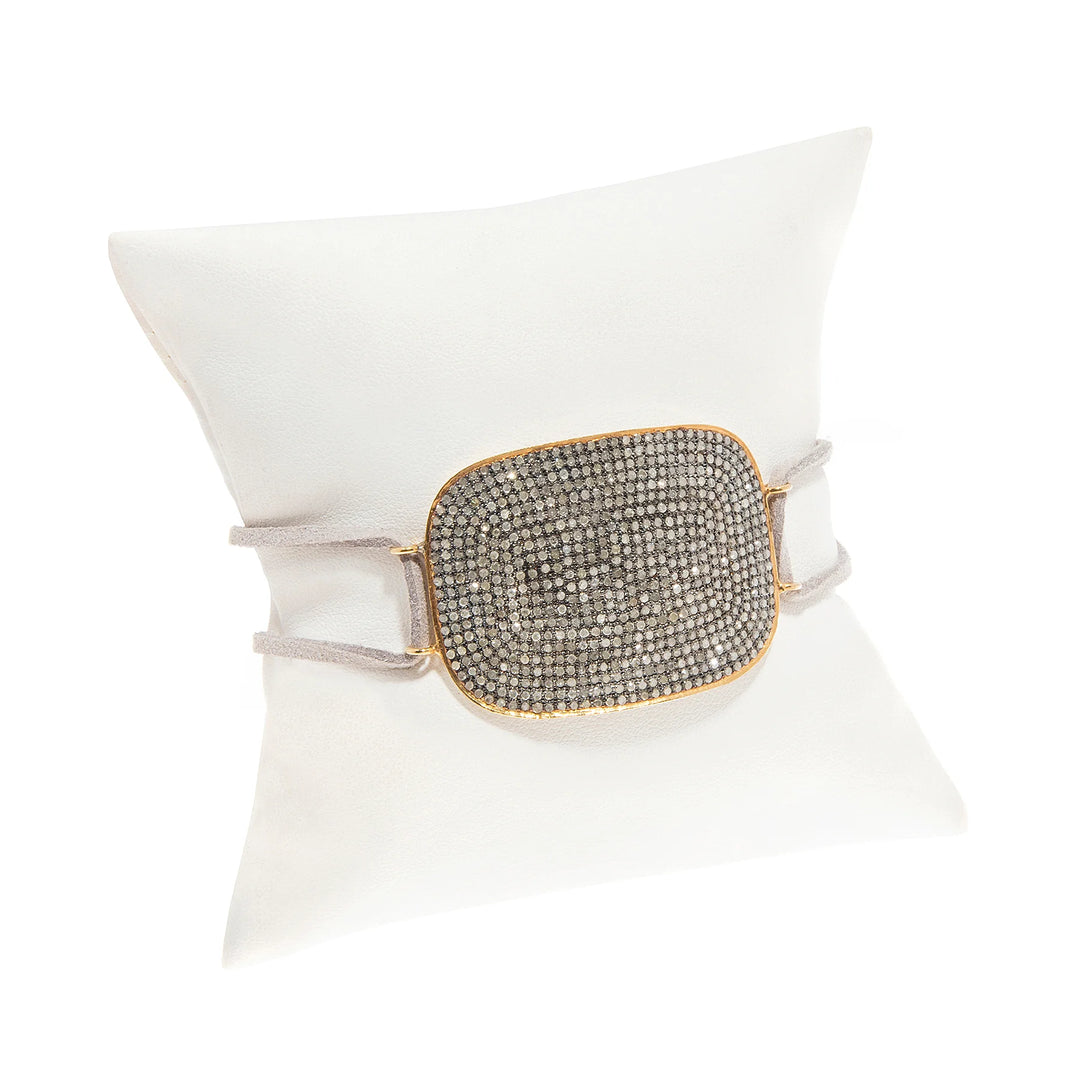 Large diamond cuff bracelet in mixed metal, elegant statement jewelry with sparkling diamond accents