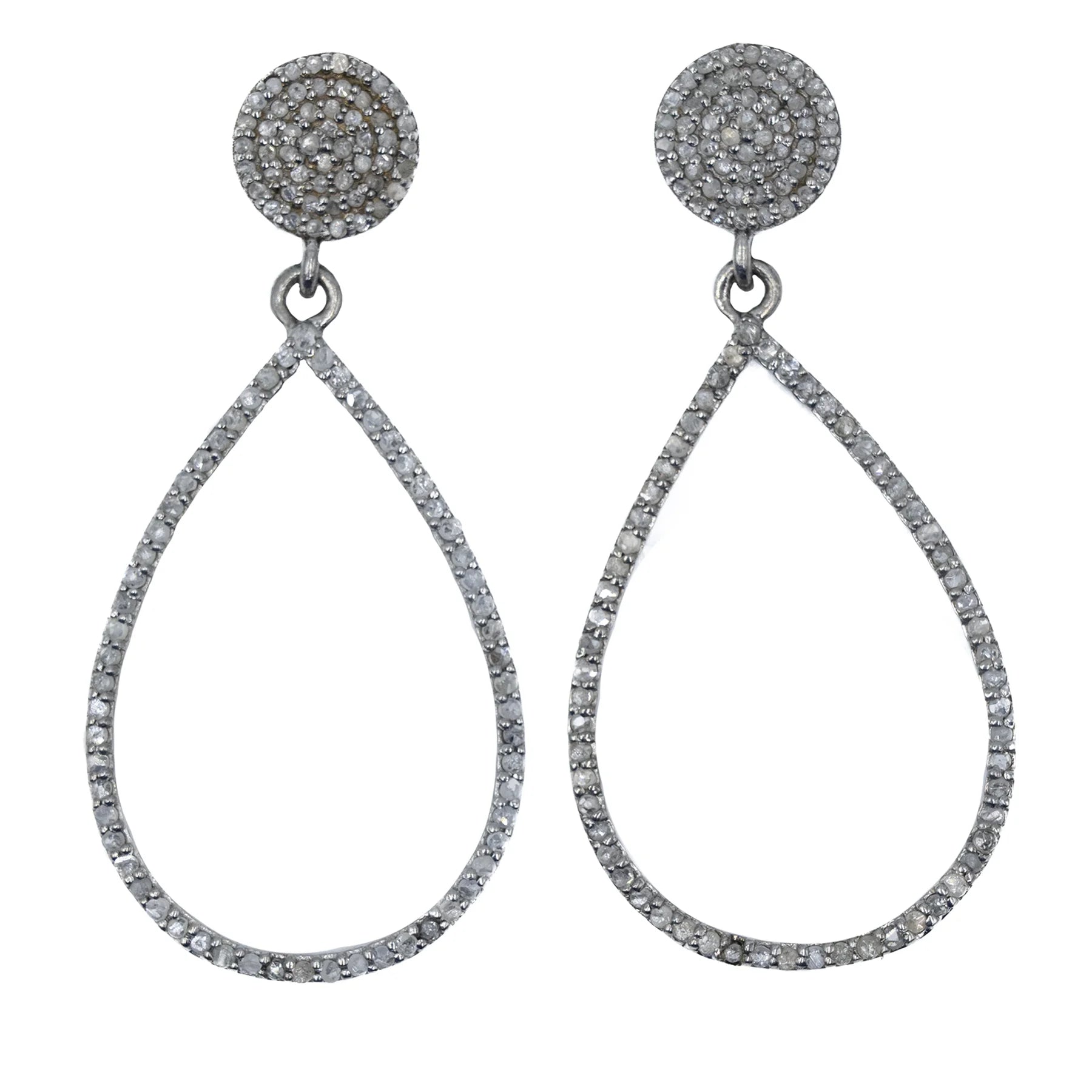 Diamond teardrop earrings, elegant dangling jewelry with sparkling teardrop design