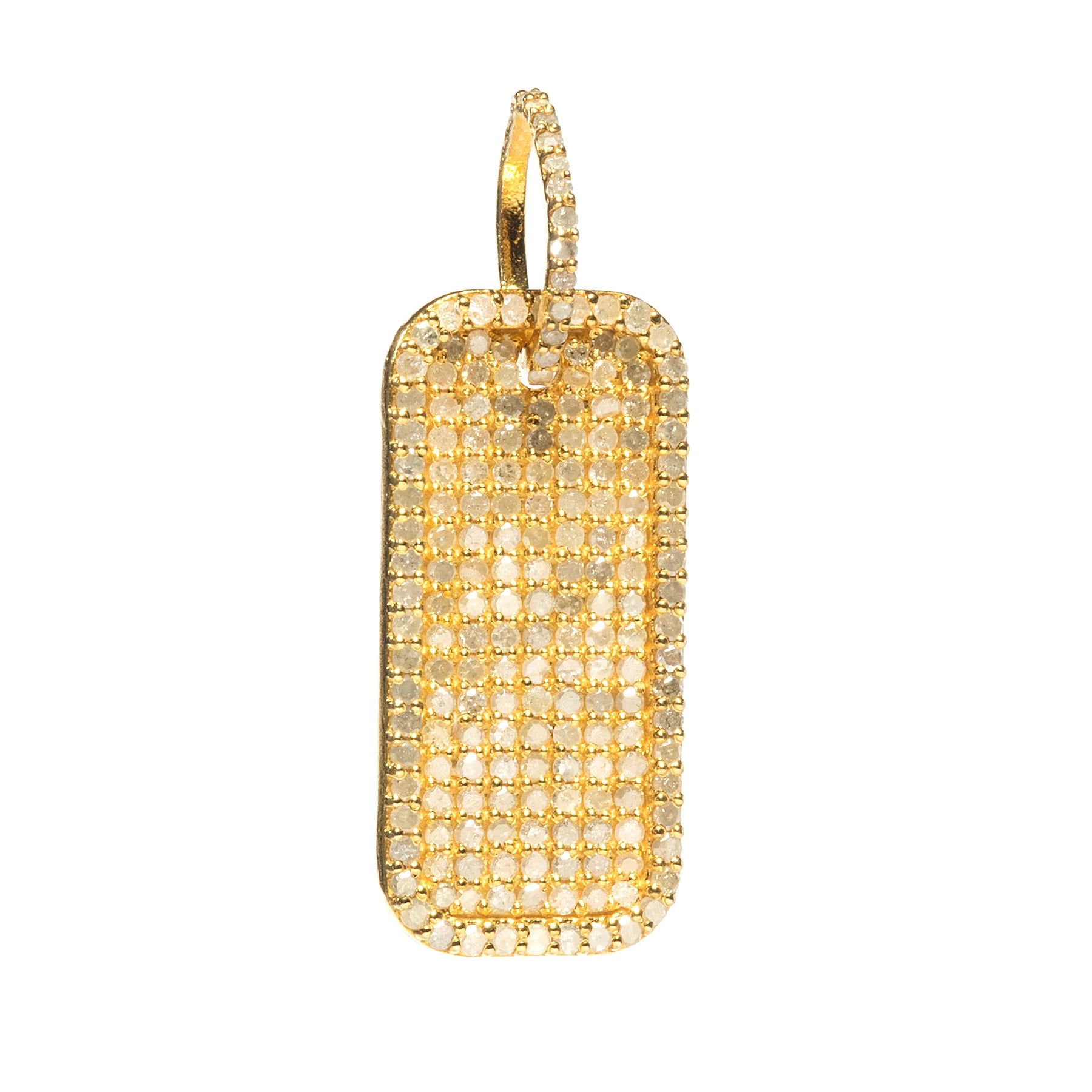Tall and thin dog tag pendant with a framed design in polished sterling silver for a sleek, minimalist look