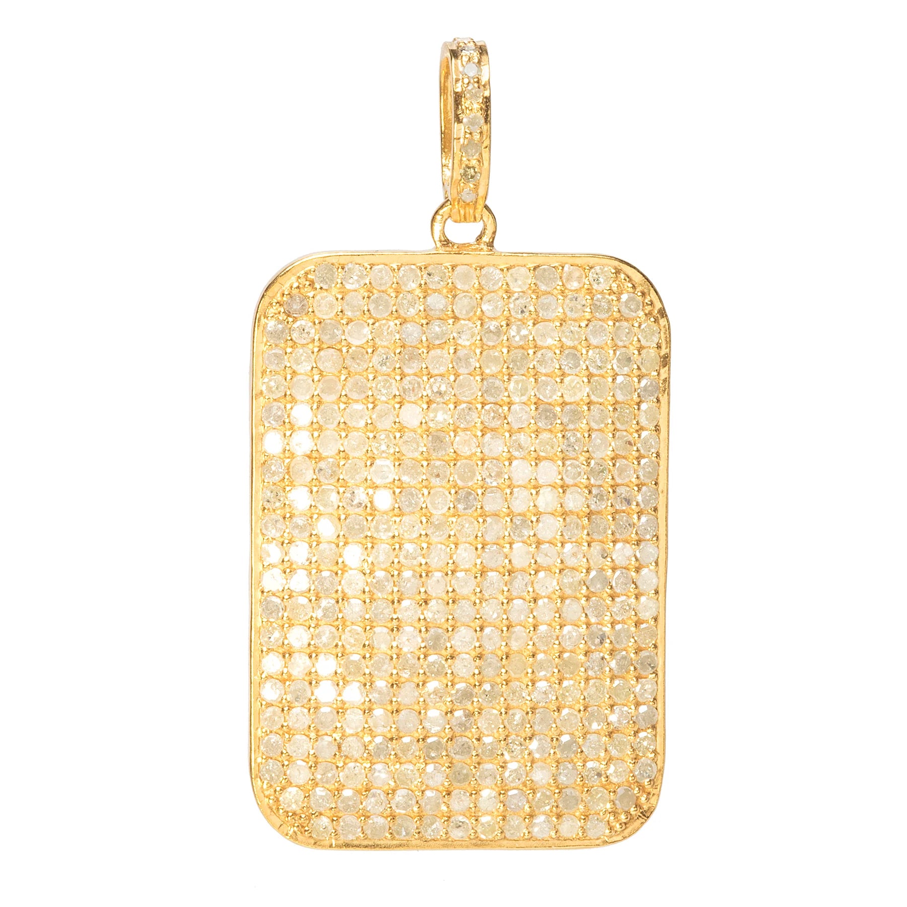 Large dog tag pendant in 18kt gold-plated sterling silver featuring a sleek and modern design