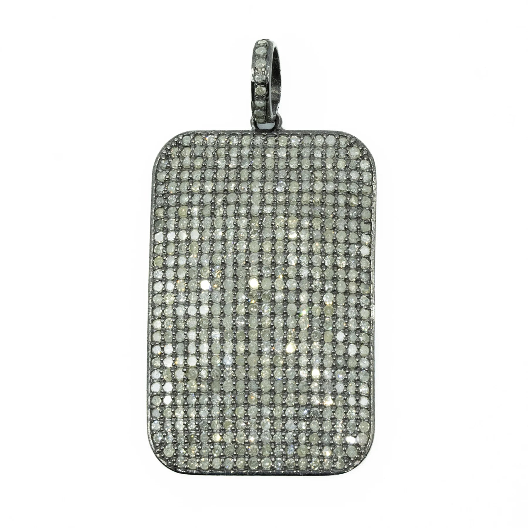 Dog Tag Large - Diamond - Oxidized Silver