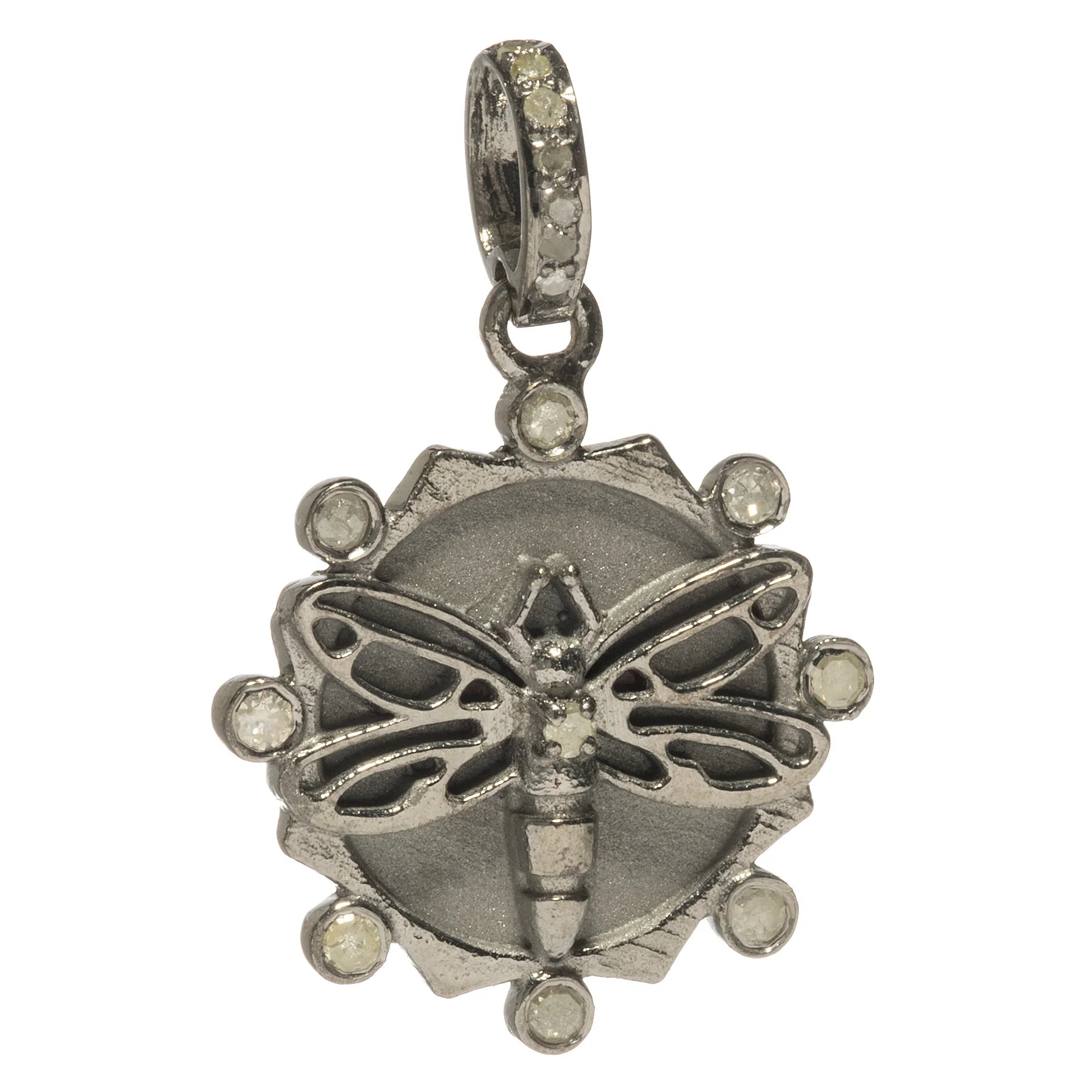 Dragonfly charm with diamond dot – elegant insect-inspired pendant symbolizing transformation and light

