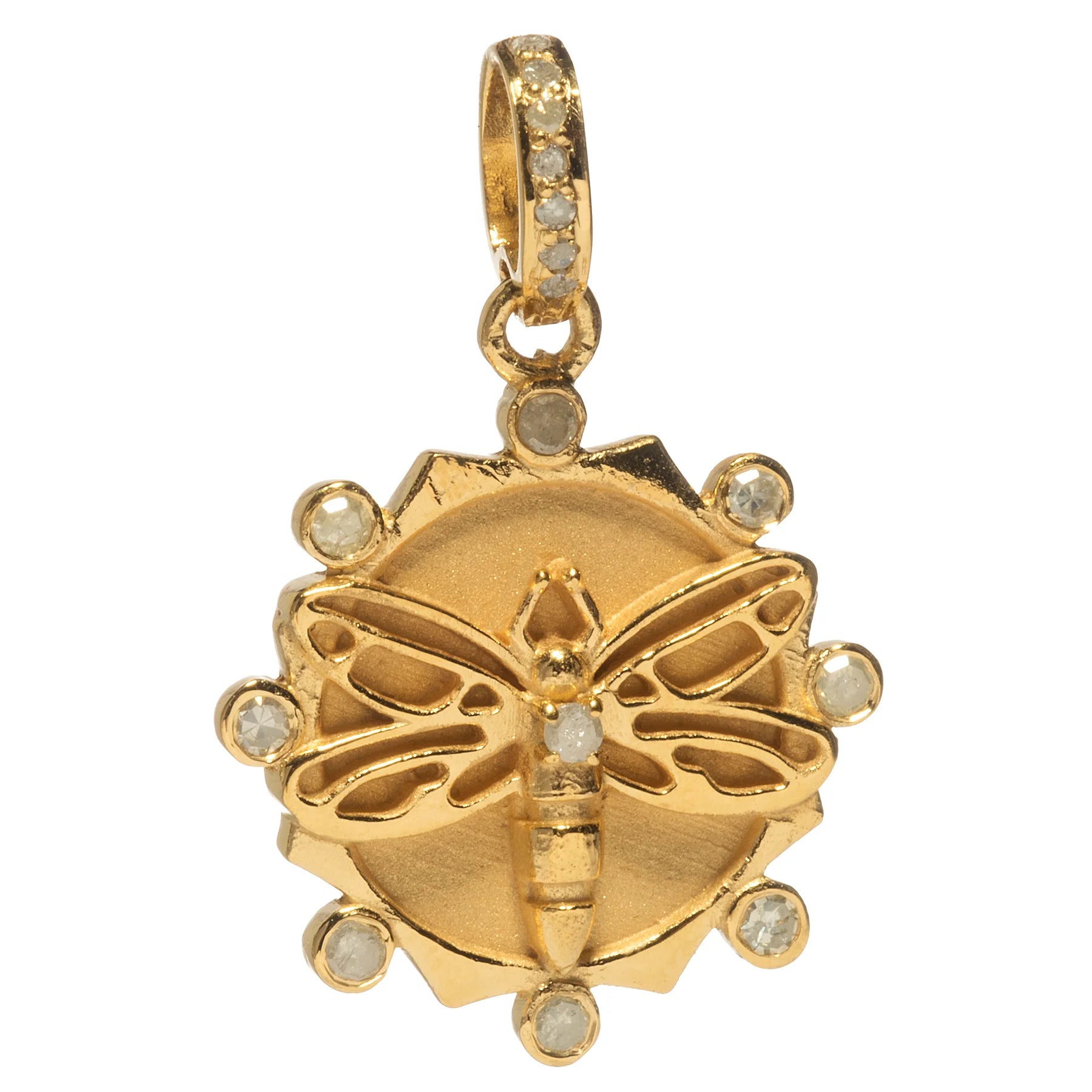 Dragonfly charm with diamond dot – elegant insect-inspired pendant symbolizing transformation and light

