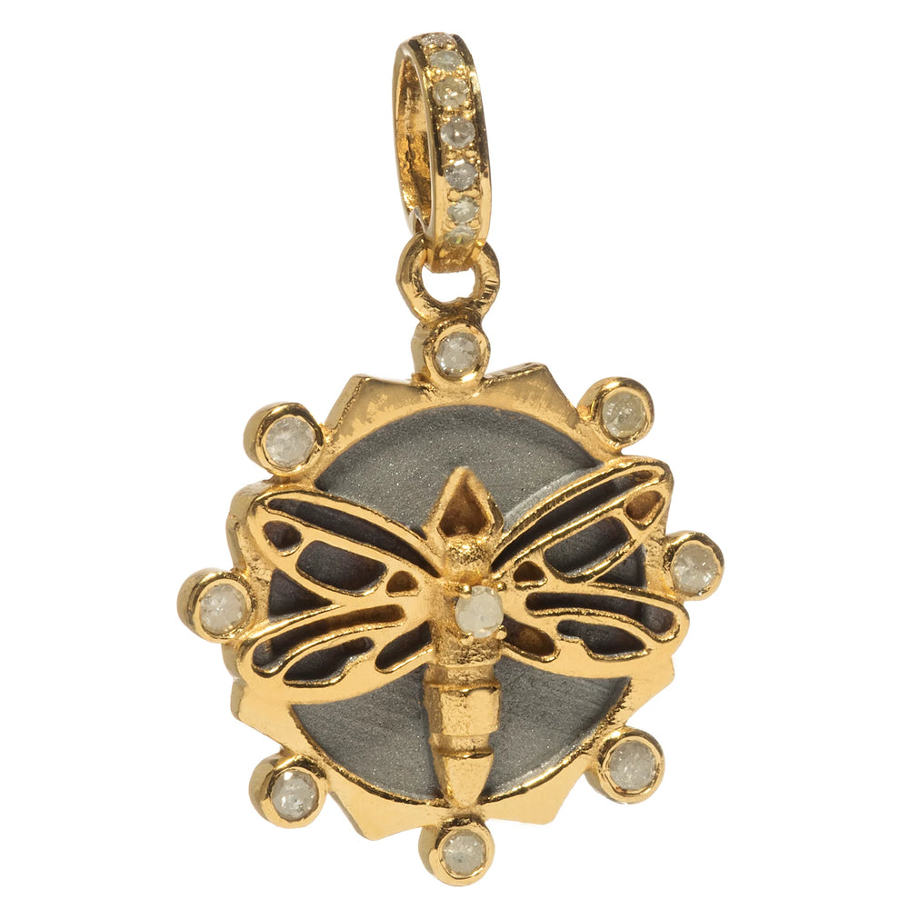 Dragonfly charm with diamond dot – elegant insect-inspired pendant symbolizing transformation and light

