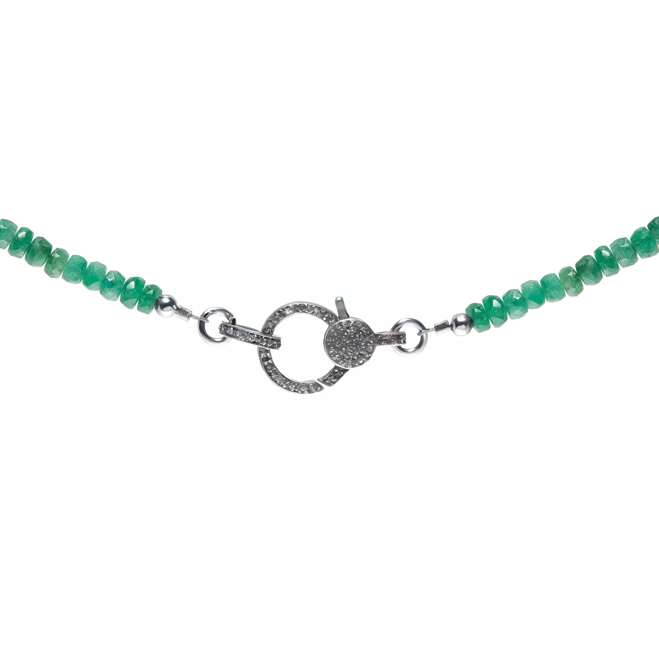 Shop our Emerald Necklace with diamond closure. A classic semi-precious gemstone piece, perfect for timeless elegance, gifting, and special occasions.