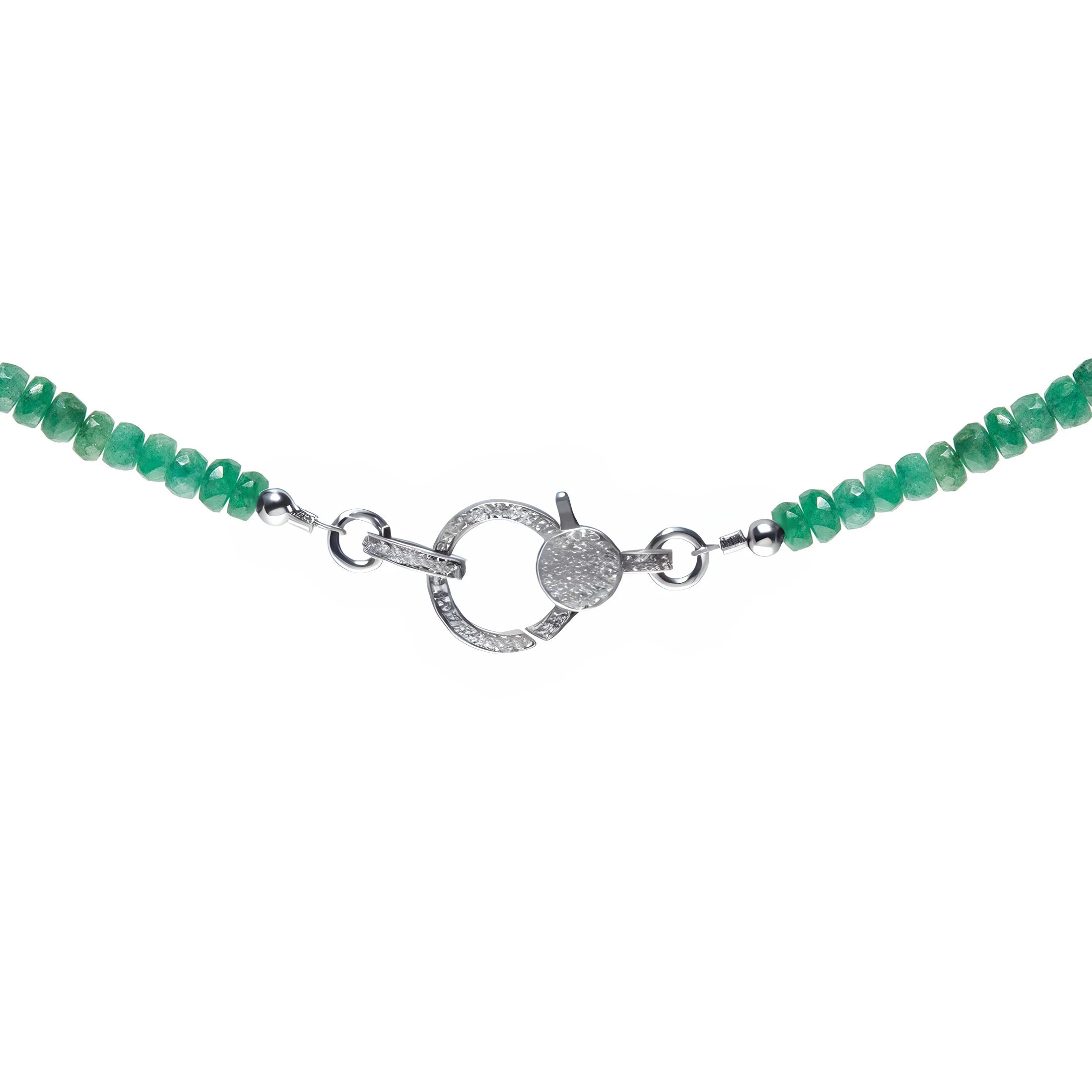 Shop our Emerald Necklace with diamond closure. A classic semi-precious gemstone piece, perfect for timeless elegance, gifting, and special occasions.