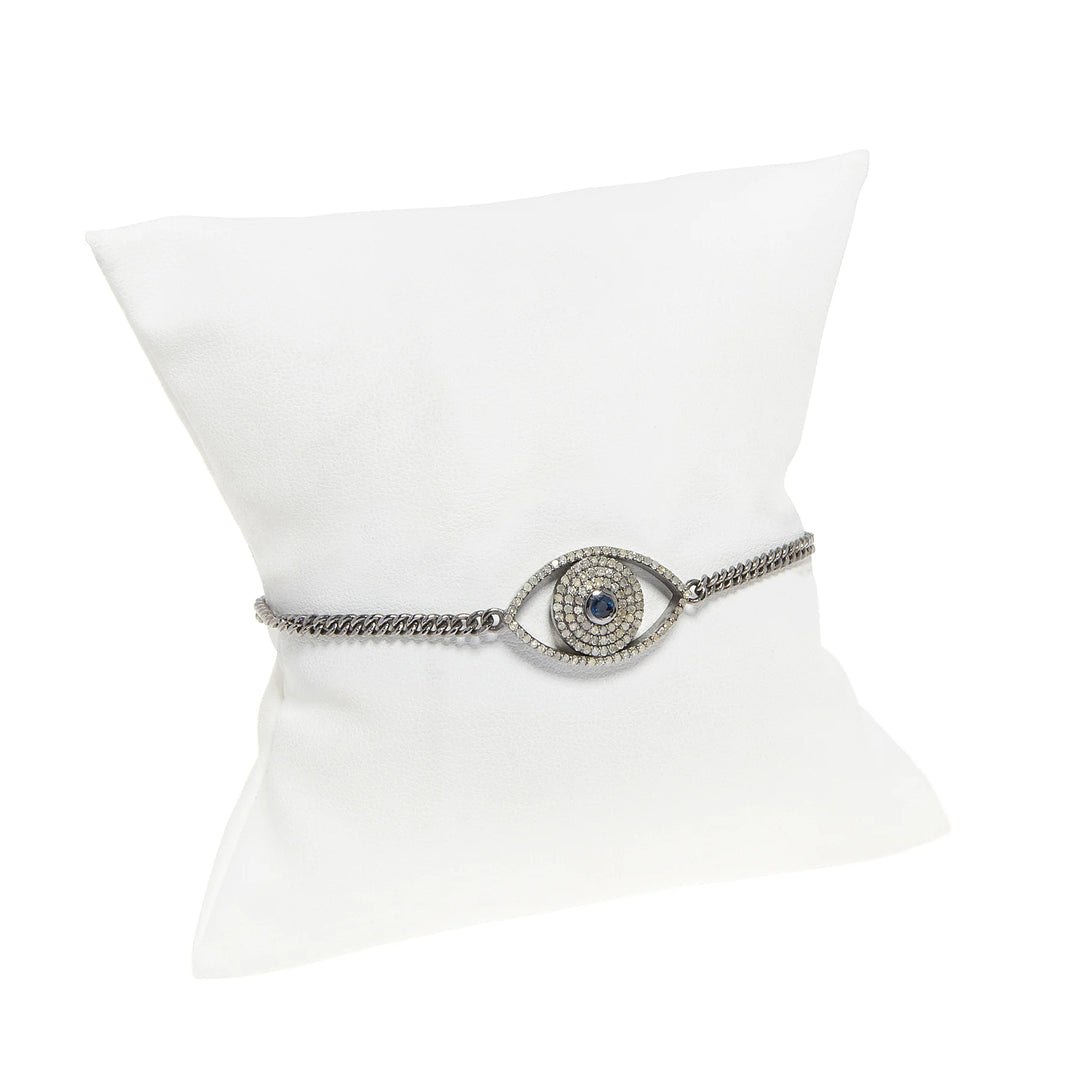 Evil Eye Sapphire and Diamond Bracelet – Protective Symbol with Sparkling Blue Sapphire and Diamond Accents