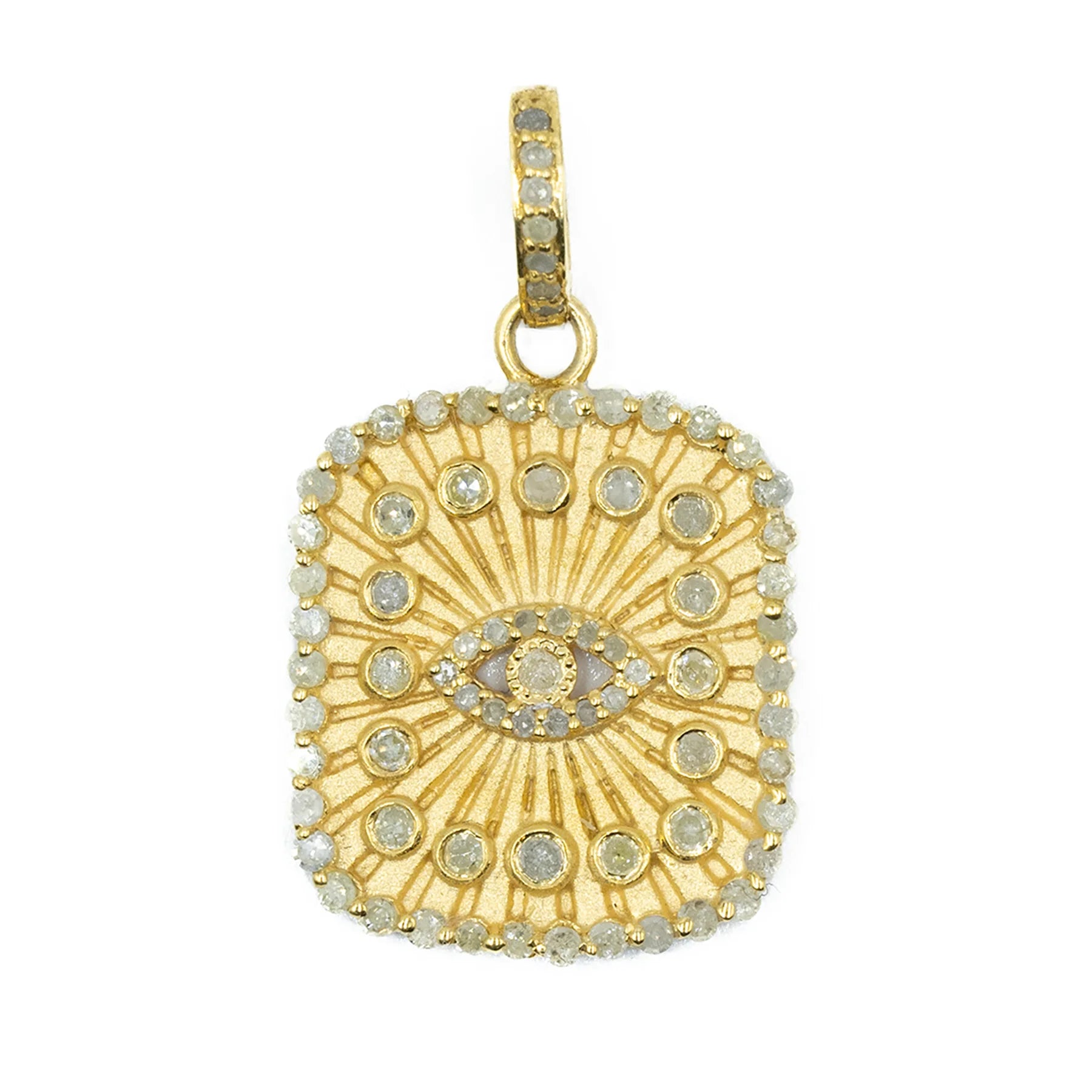 Square evil eye charm – modern protective pendant featuring clean lines and symbolic detailing

