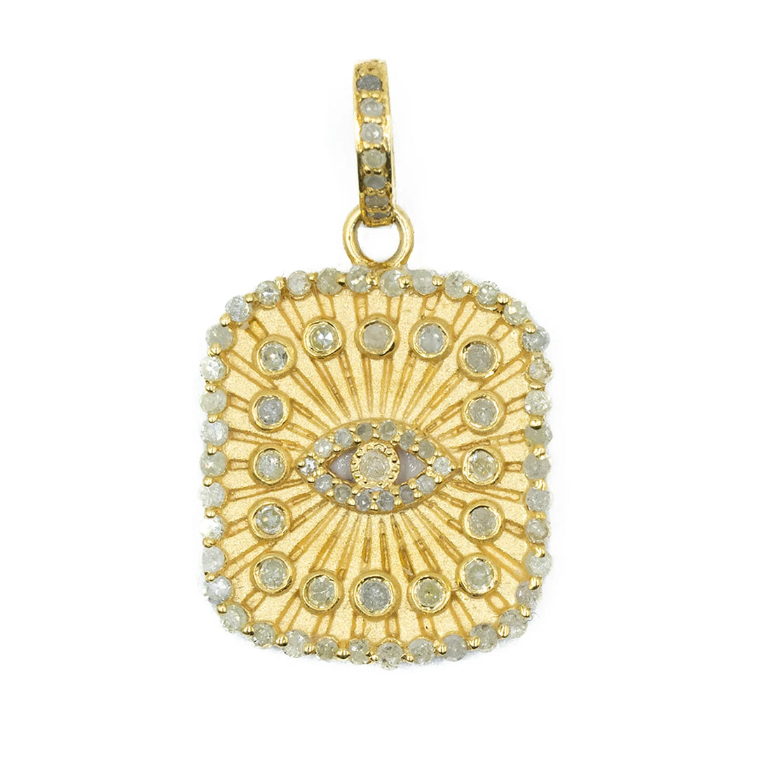 Square evil eye charm – modern protective pendant featuring clean lines and symbolic detailing

