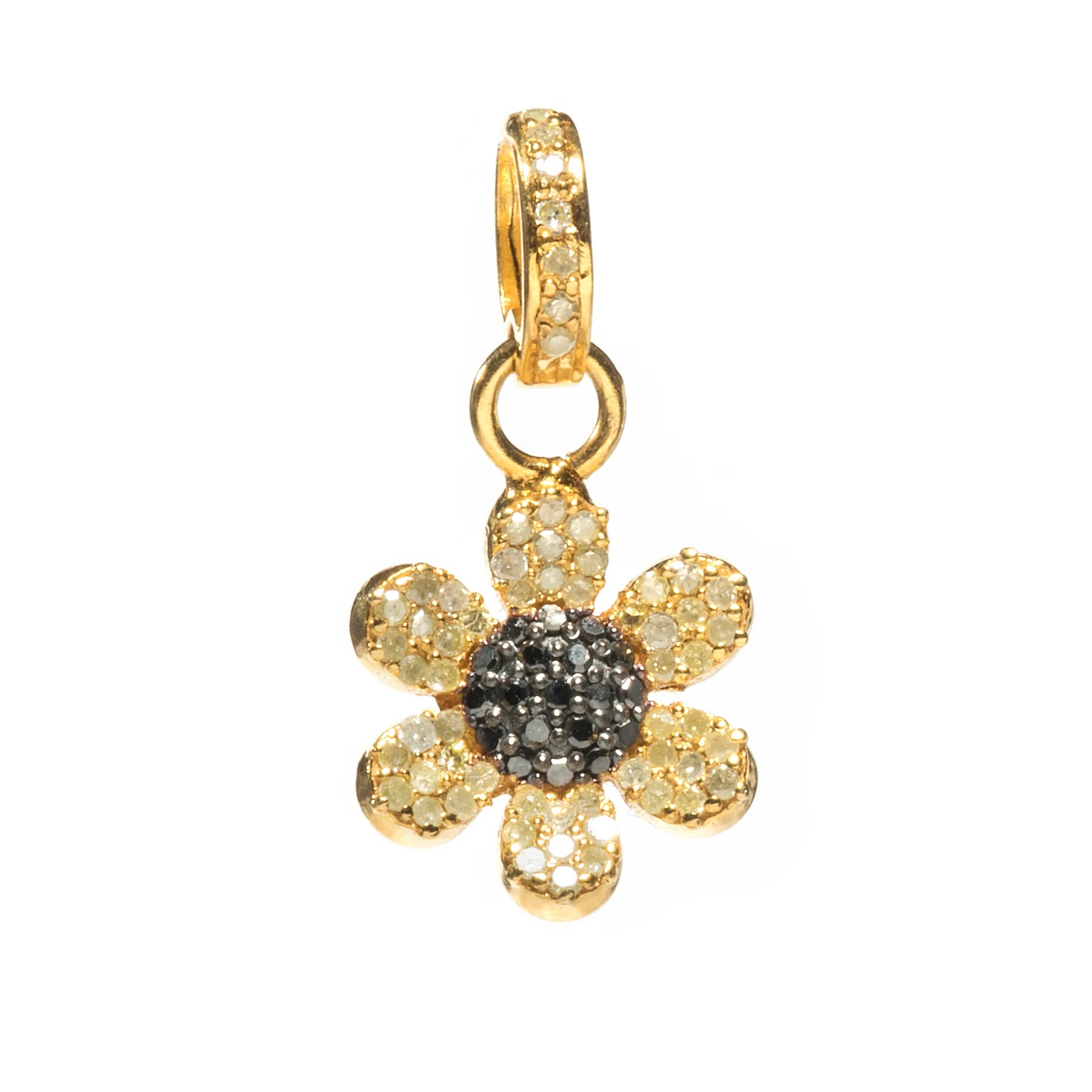 Mixed metal flower charm in gold and silver – delicate floral pendant with a timeless, elegant design

