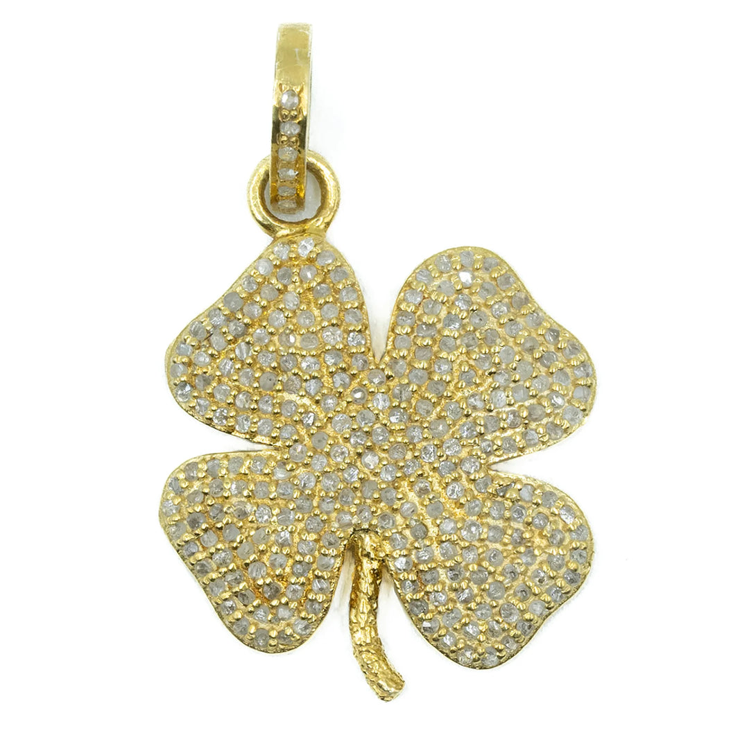 Extra-large four leaf clover charm in 18kt gold-plated sterling silver, symbolizing luck and prosperity
