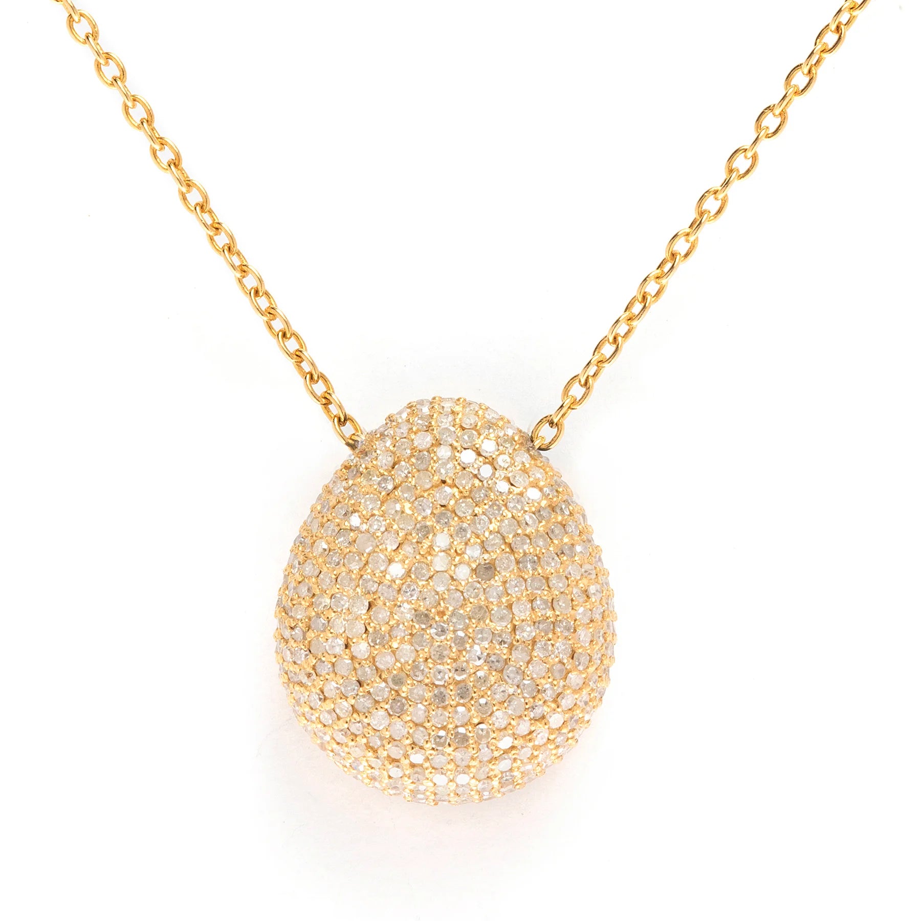 21mm Diamond Bean Pendant Necklace with Chain – Modern Elegant Jewelry for Women