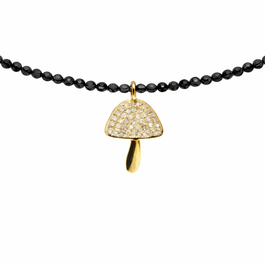 Semi Precious Necklace with Diamond Mushroom