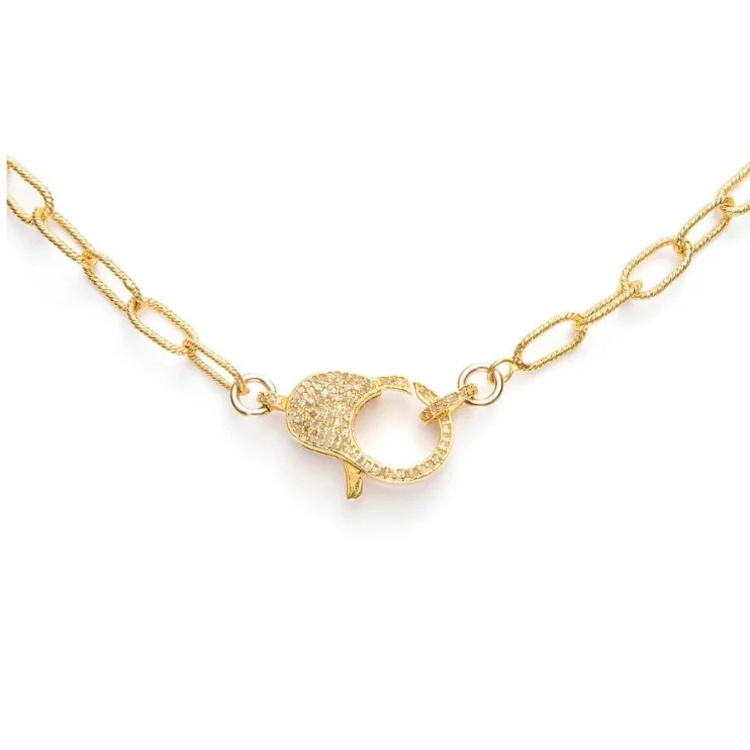 Gold large cable chain bracelet with diamond closure, bold luxury jewelry for modern elegant style