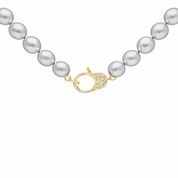 Grey Freshwater Pearl with Diamond Closure - Large