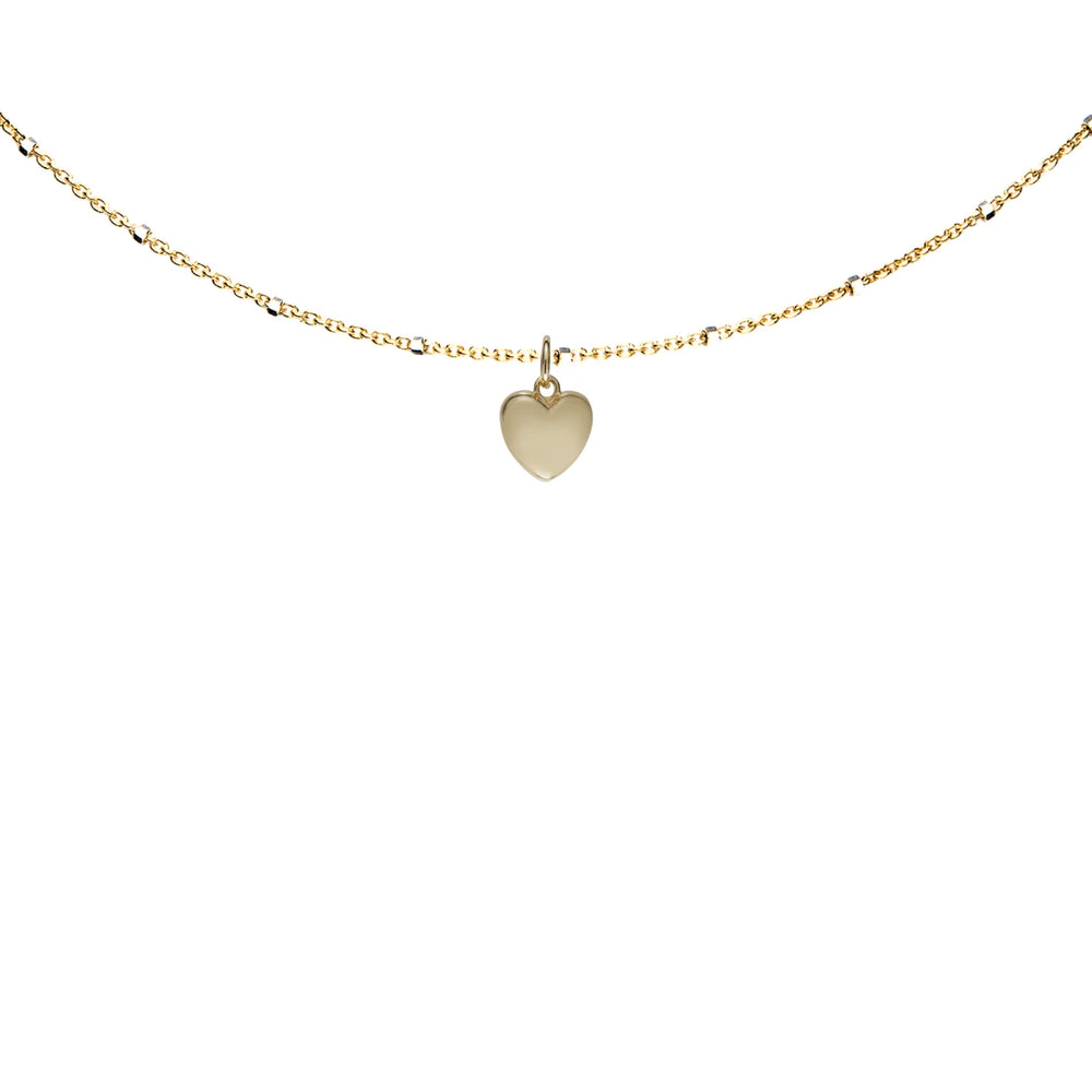 Small gold puffy heart charm – minimalist puffed heart pendant for daily elegance