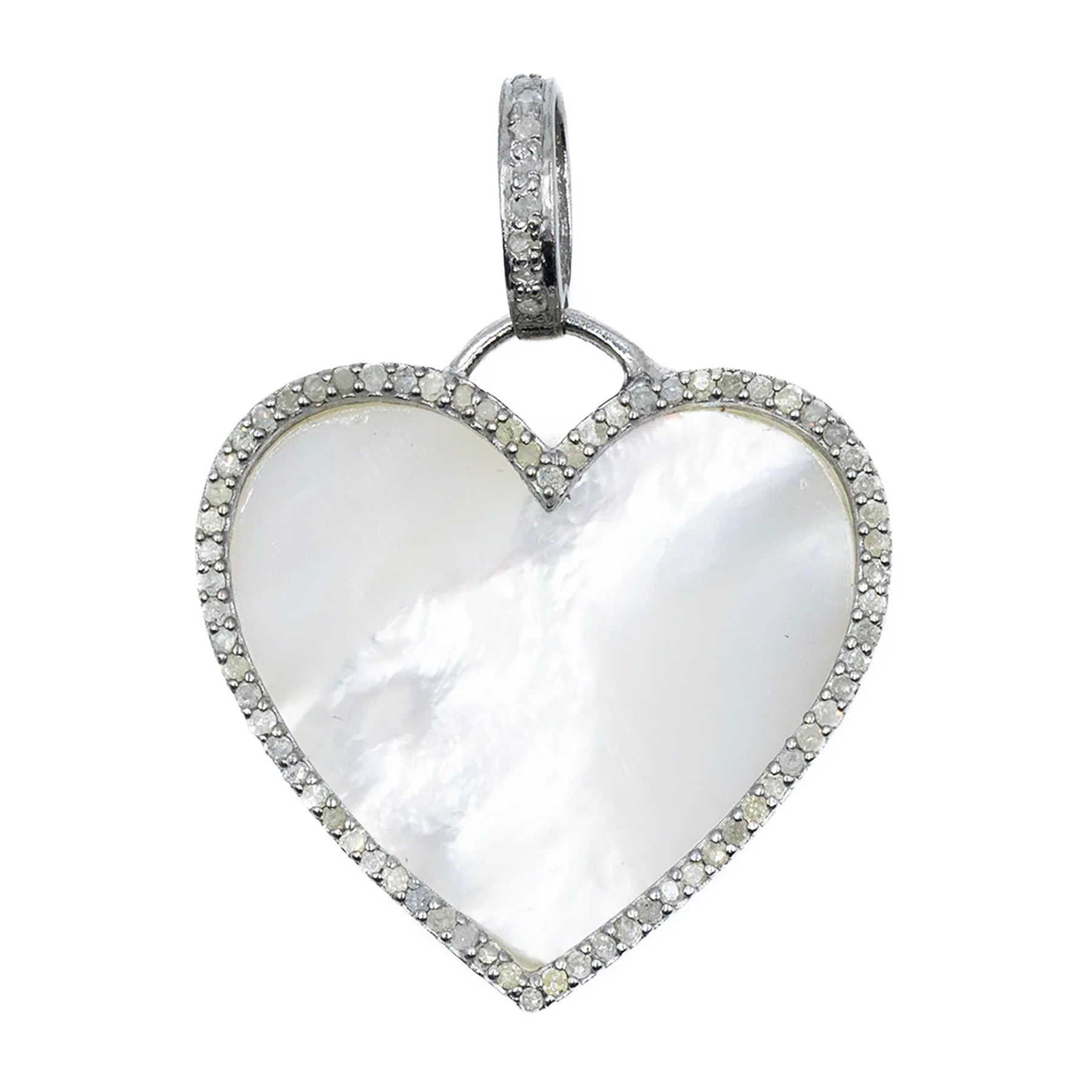 Heart-shaped charm with mother of pearl inlay and 18kt gold-plated sterling silver